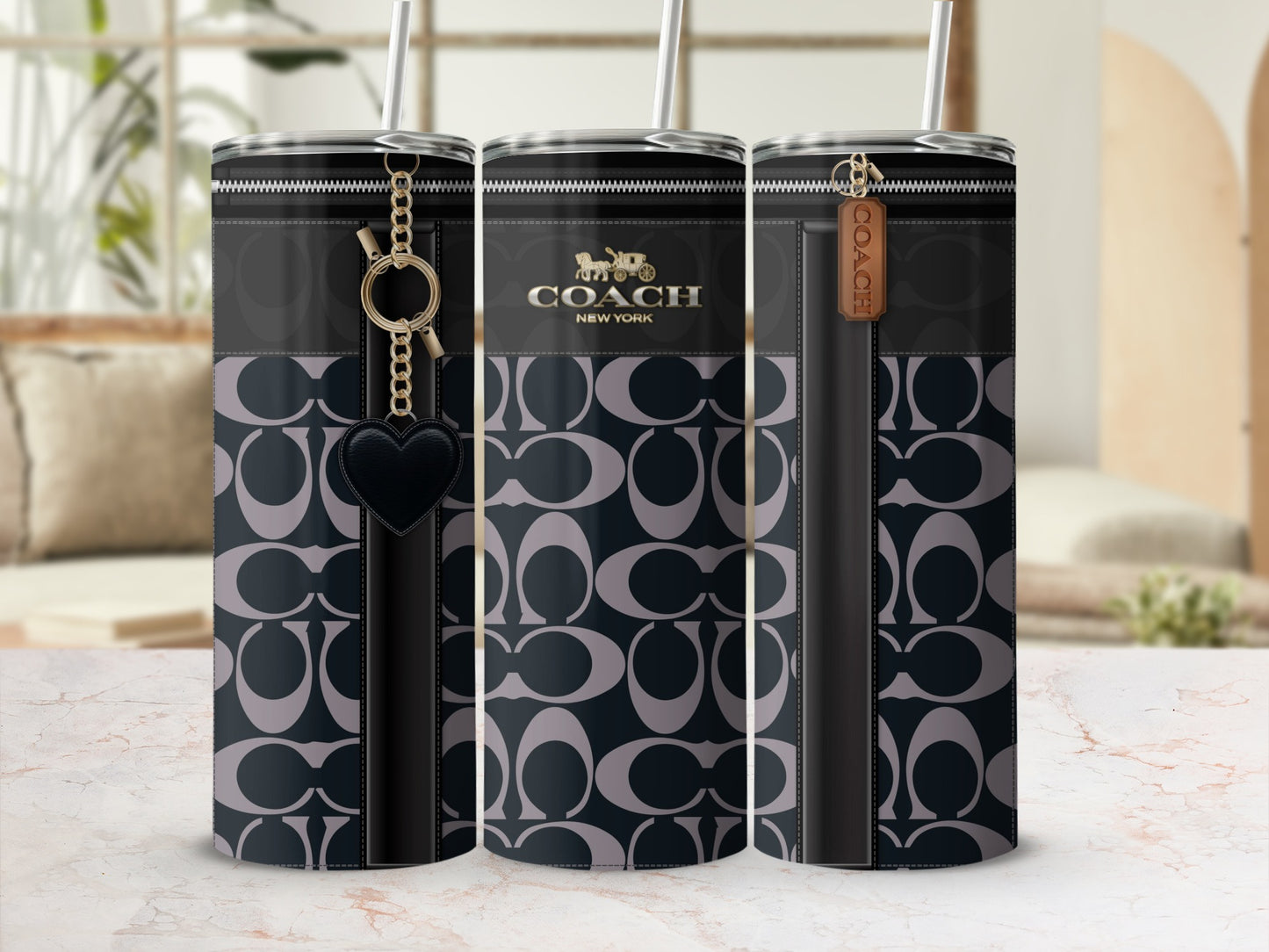 Stylish Insulated Tumblers with Heart Charm Accessories