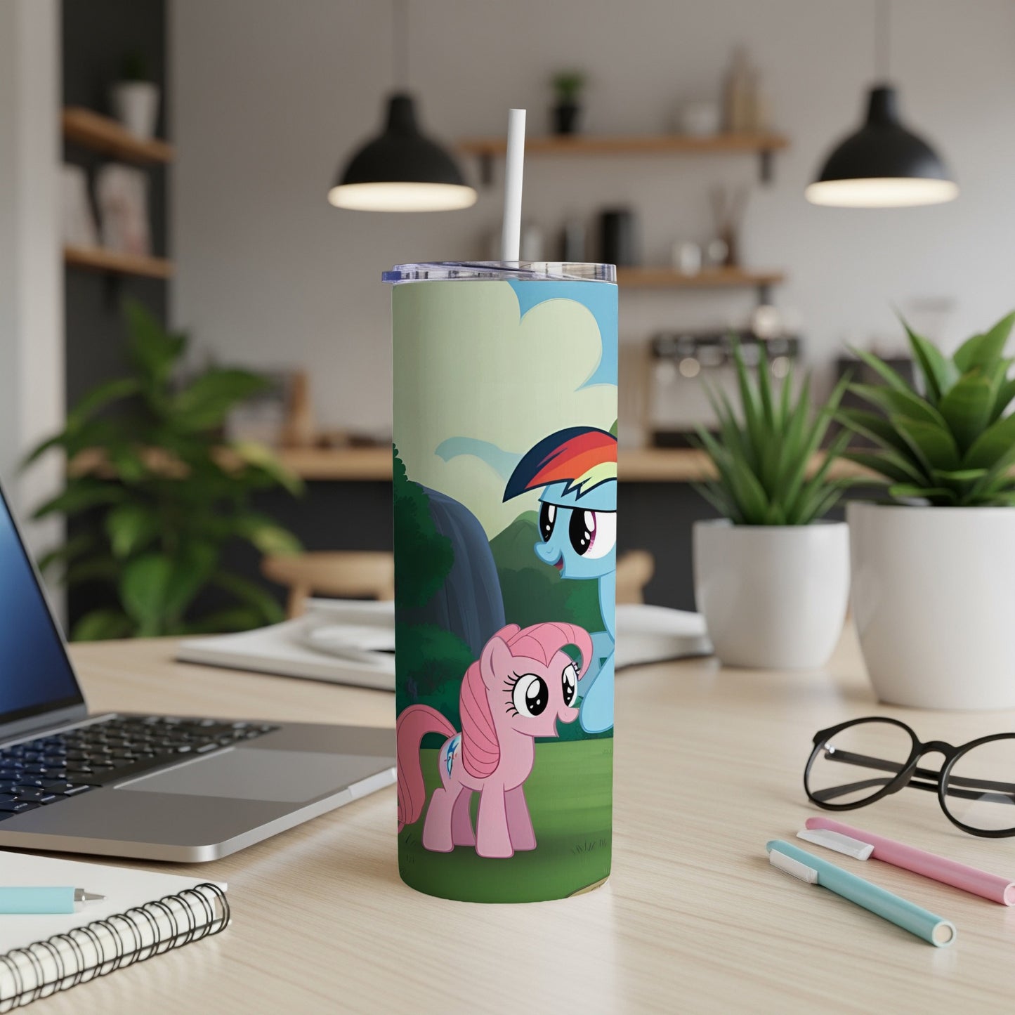 Rainbow Dash and Pinkie Pie from My Little Pony on a tumbler.