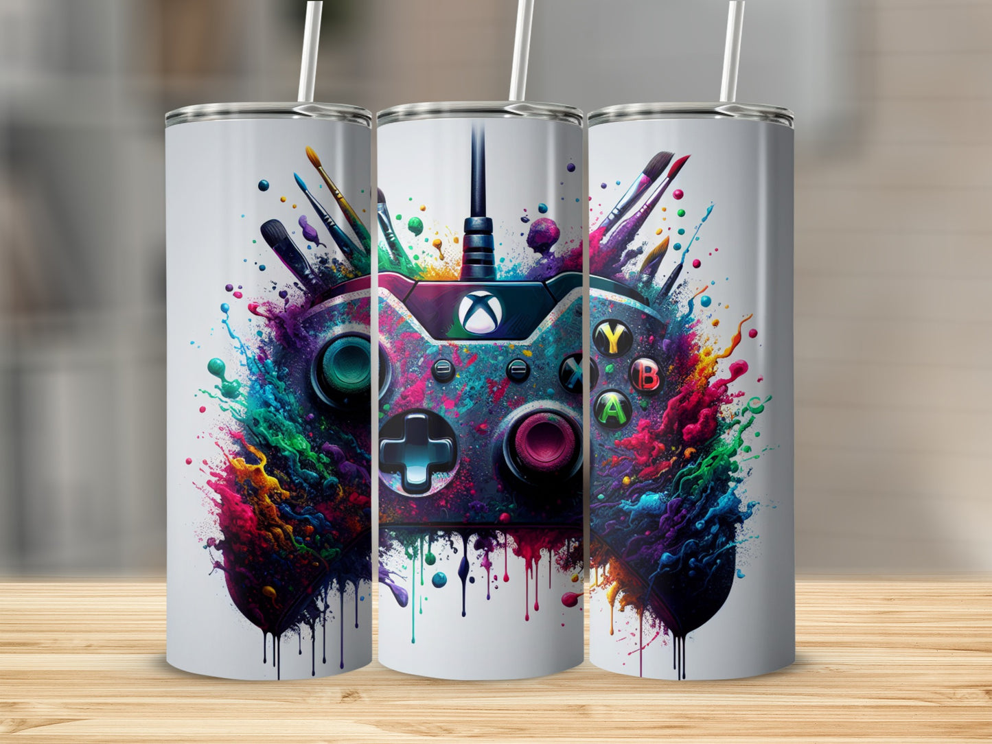 Vibrant Gaming Controller Design Insulated Tumbler