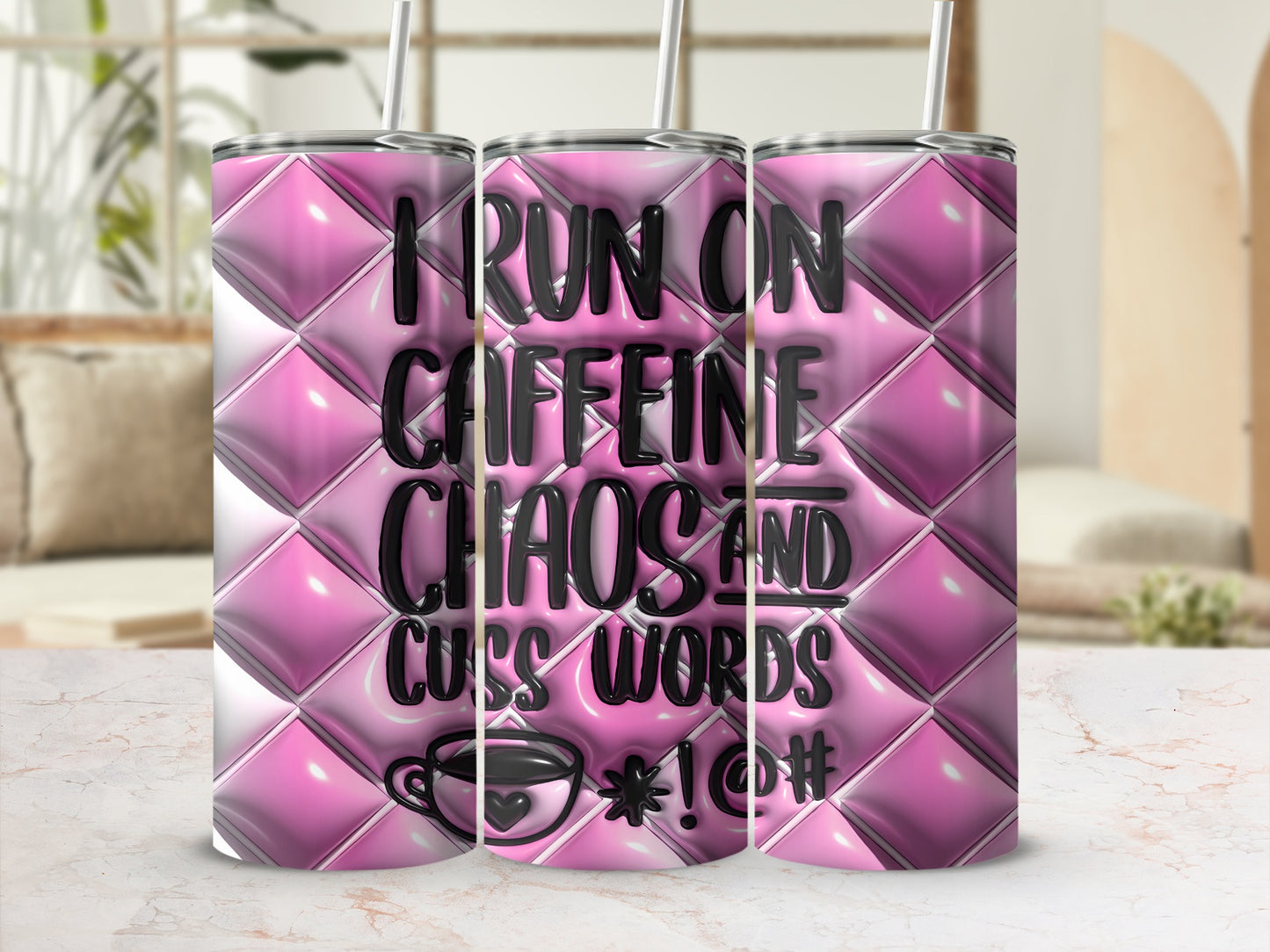 I RUN ON CAFFEINE CHAOS AND CUSS WORDS Tumbler product type