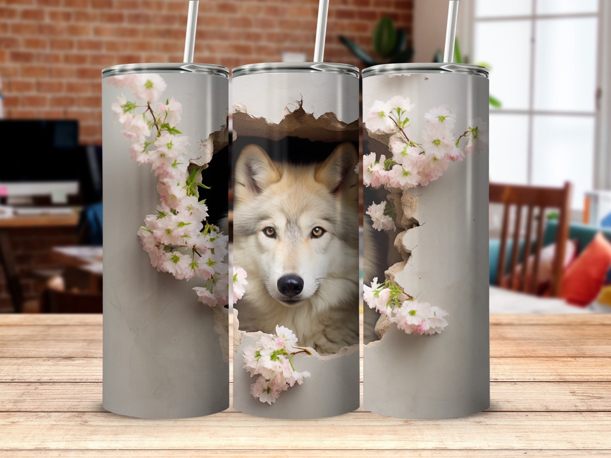 Majestic Wolf Broken Wall Cherry Blossom Flowers Tumbler product type
Wolf
Animal
Canine
Wildlife
Cherry Blossom
Flowers
Floral
Broken Wall
Cracked Wall
Grunge Design
Nature Art
Tumbler
Drinkware
Insulated Cup
Travel Mug
Pink Flowers
Grey Design
Unique Gift
Aesthetic Design
Wild Spirit