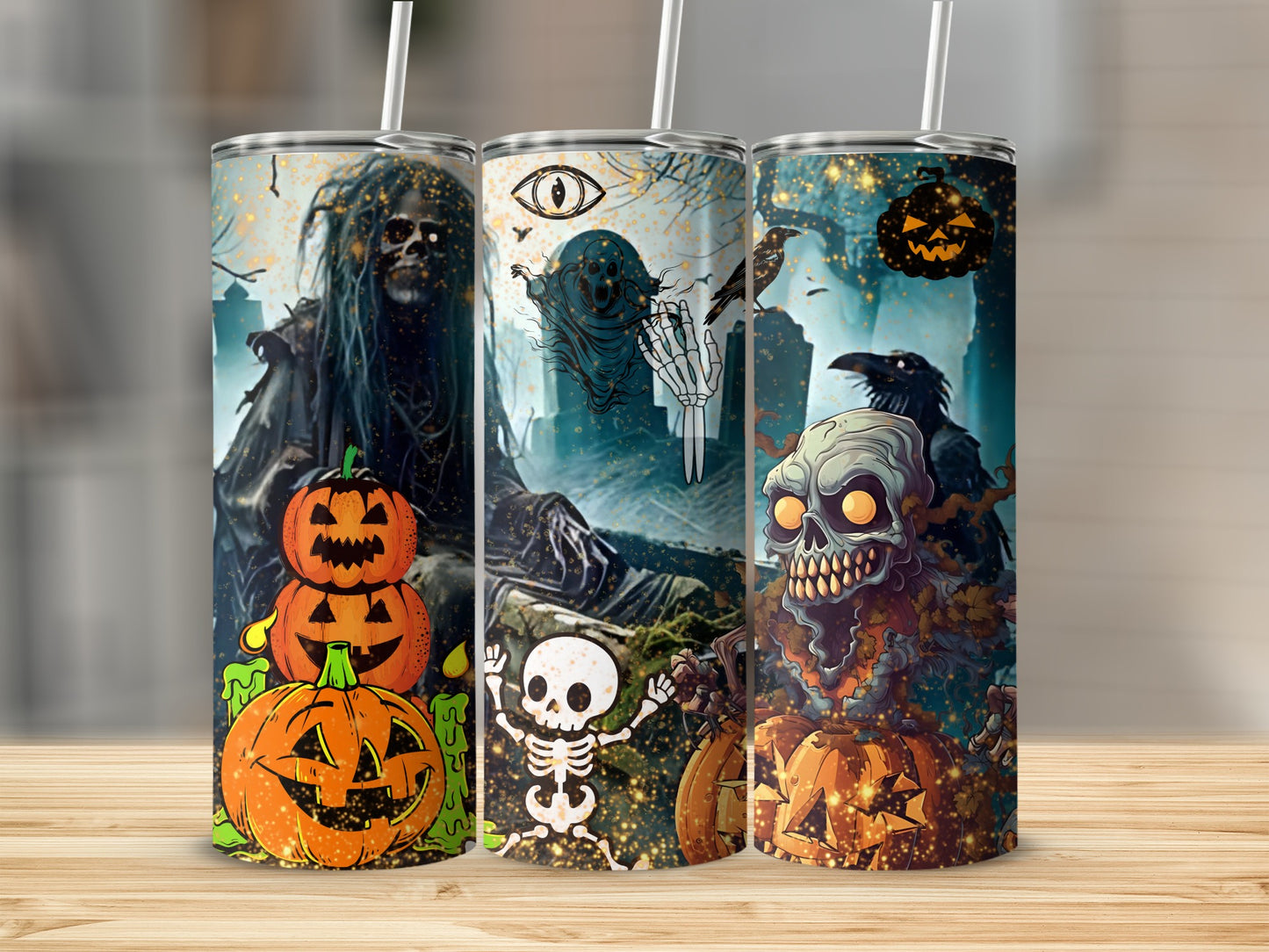 Halloween Skeletons and Pumpkins Tumbler  محصول