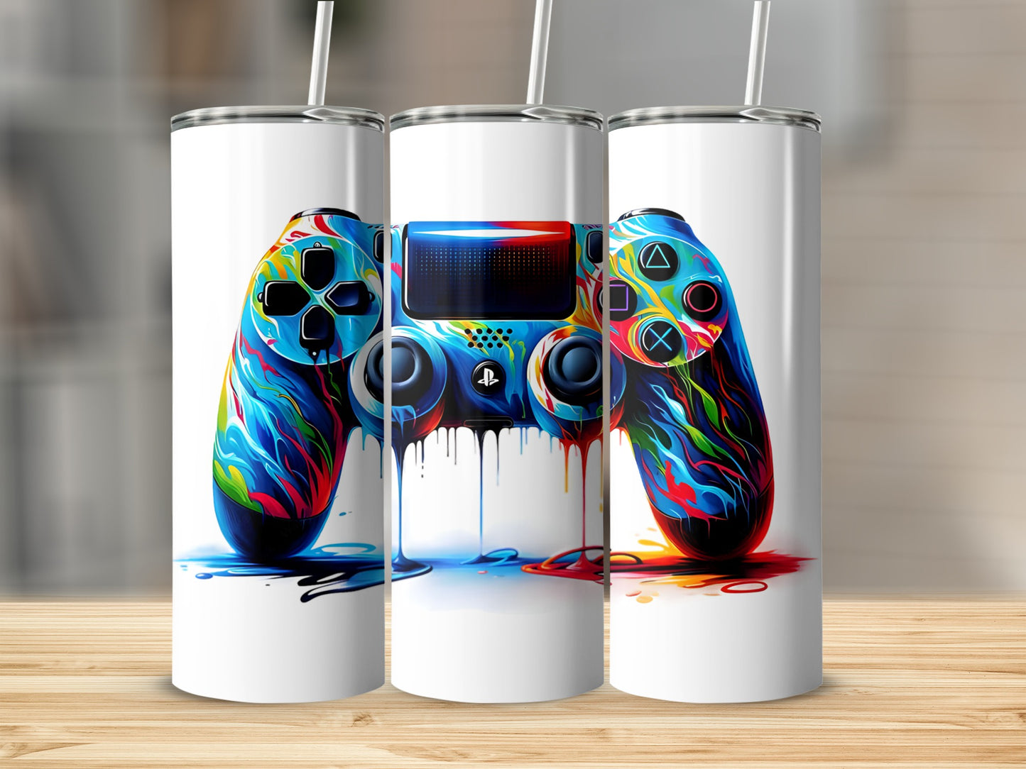 Vibrant Gaming Controller Design Insulated Tumbler