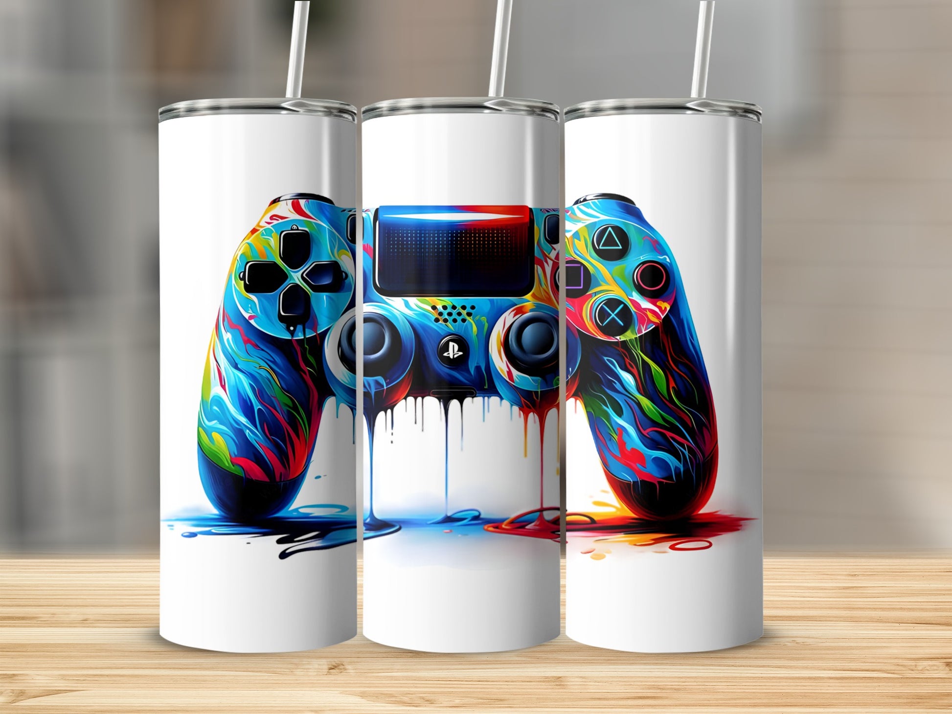 Vibrant Gaming Controller Design Insulated Tumbler