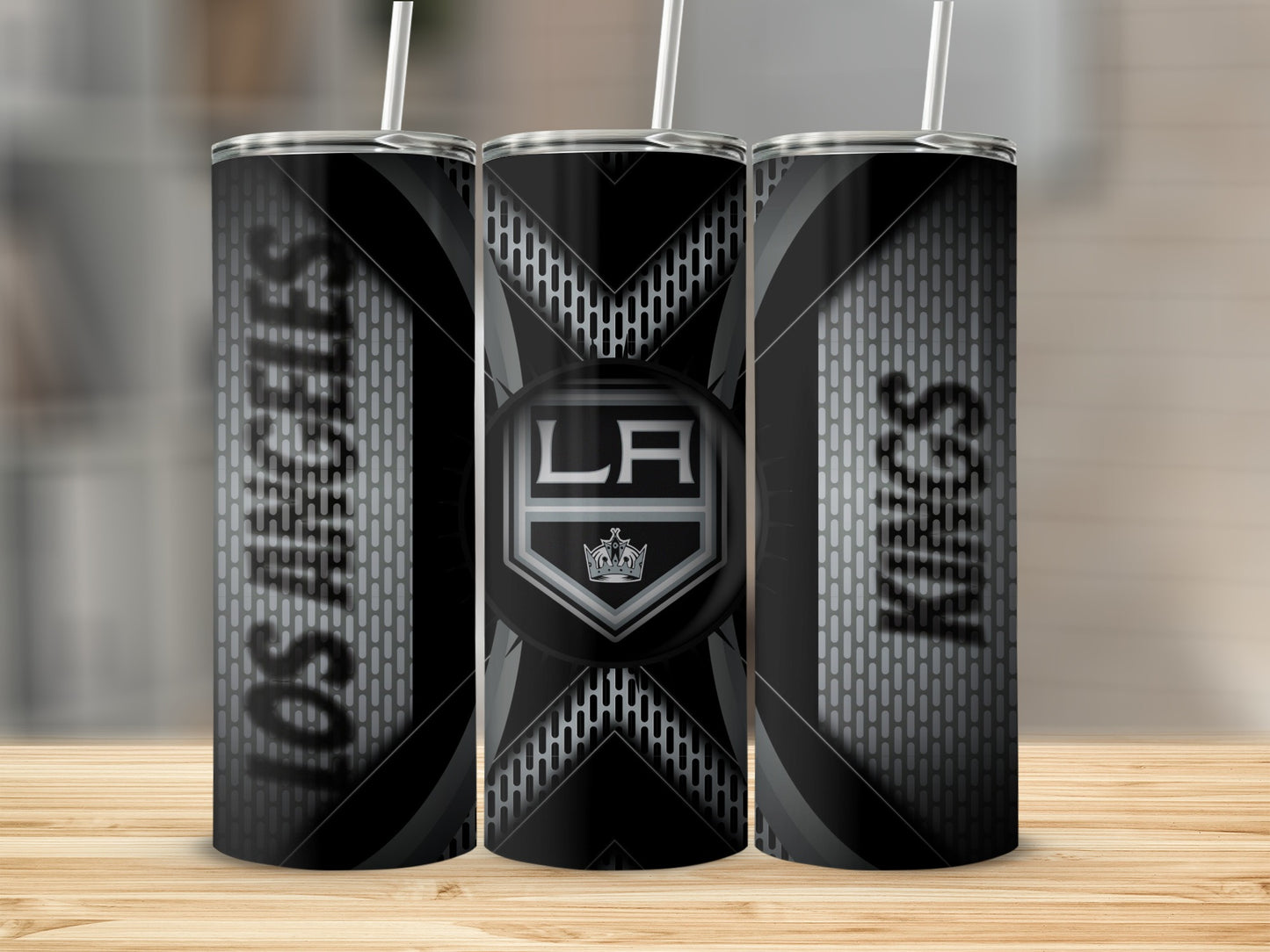 Los Angeles Kings Emblem on Silver Metal Tumblers