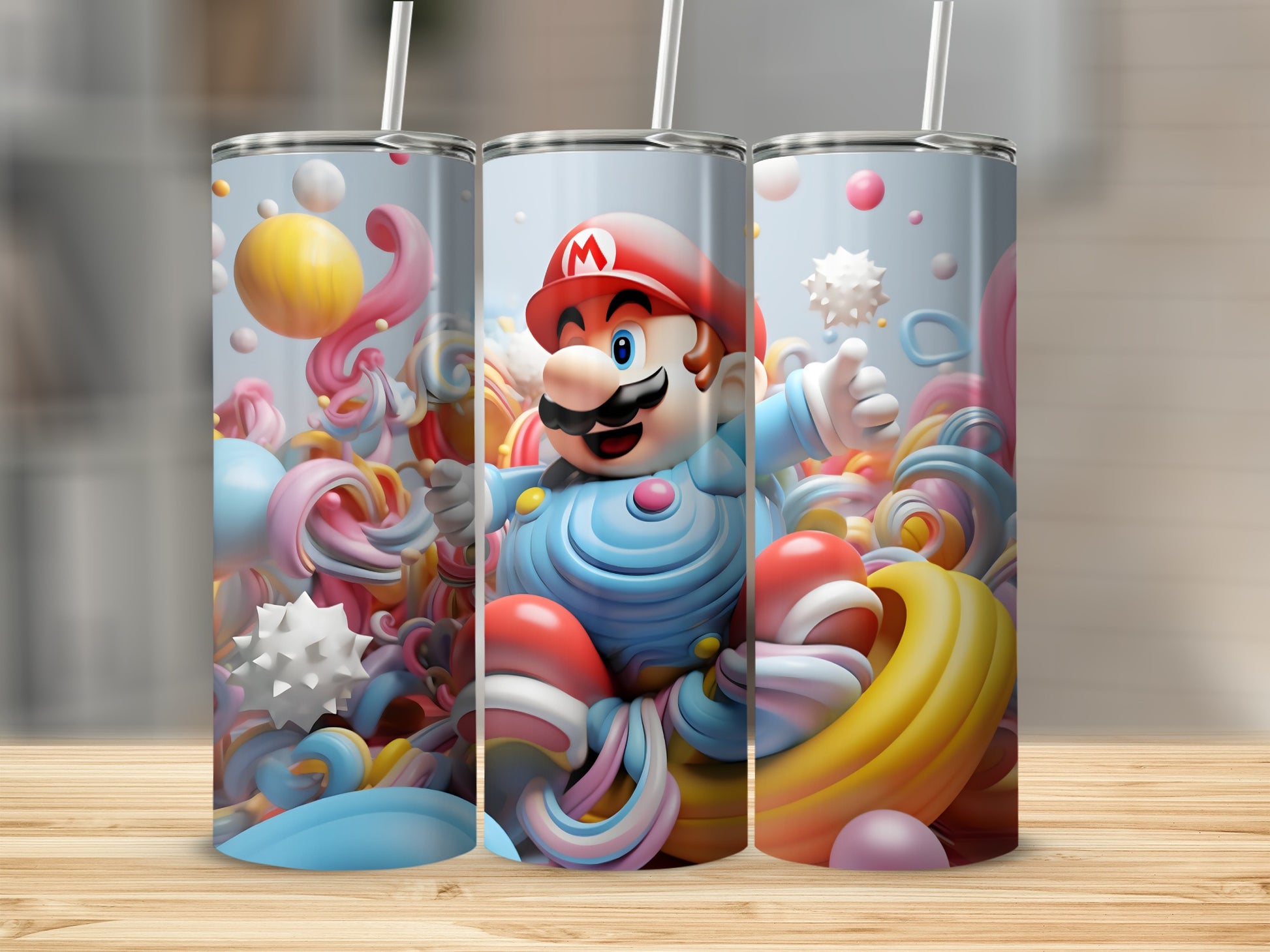Colorful Mario Themed Graphics Drinking Tumbler