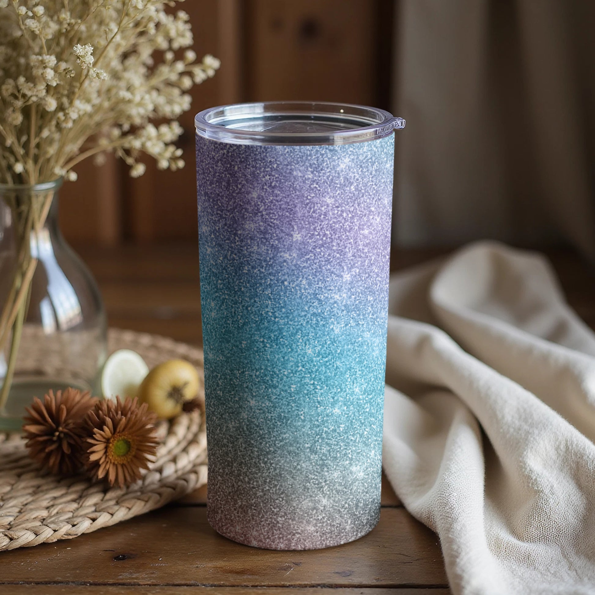 Shimmering Gradient Sparkle Travel Tumbler Cups