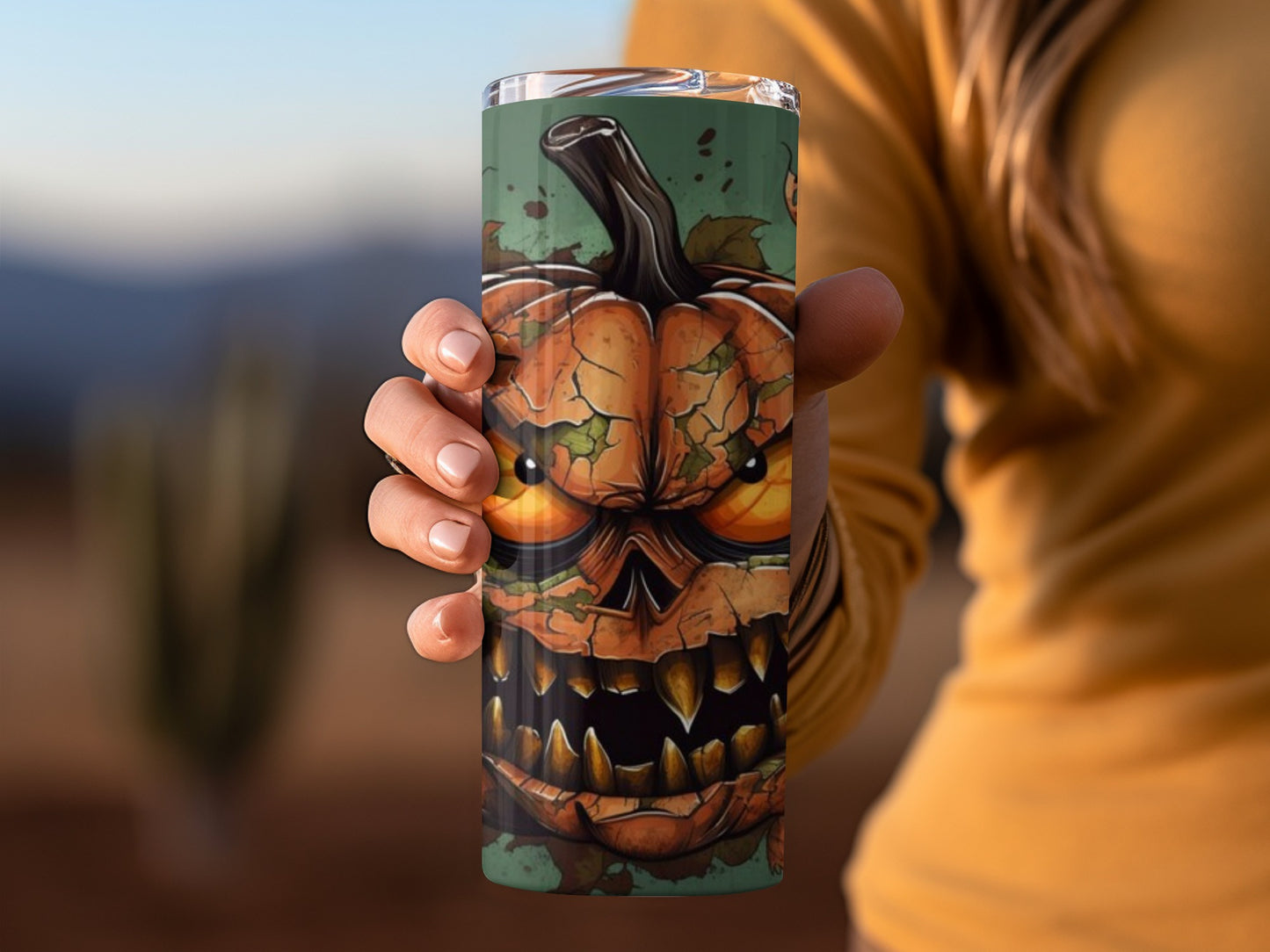 Halloween Pumpkin Face Tumbler Custom Drinkware Product