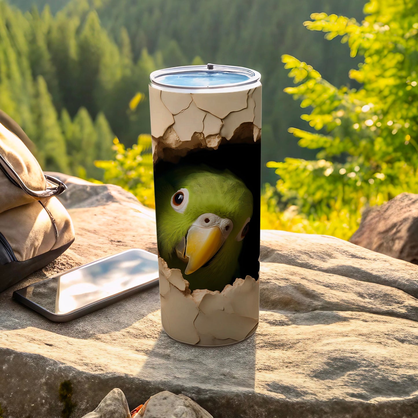 Green Parrot Peeking Cracked Egg Design Tumbler product type
Tumbler, Parrot, Green Parrot, Bird Design, Cracked Shell, Unique Tumbler, Animal Print, Drinkware, Travel Tumbler, Insulated Cup, Wildlife Art, Nature Theme, Avian Design, Cute Bird, Beverage Tumbler, Gift for Bird Lover, Novelty Drinkware, Adventure Style, Outdoors Tumbler, Parrot Peeking