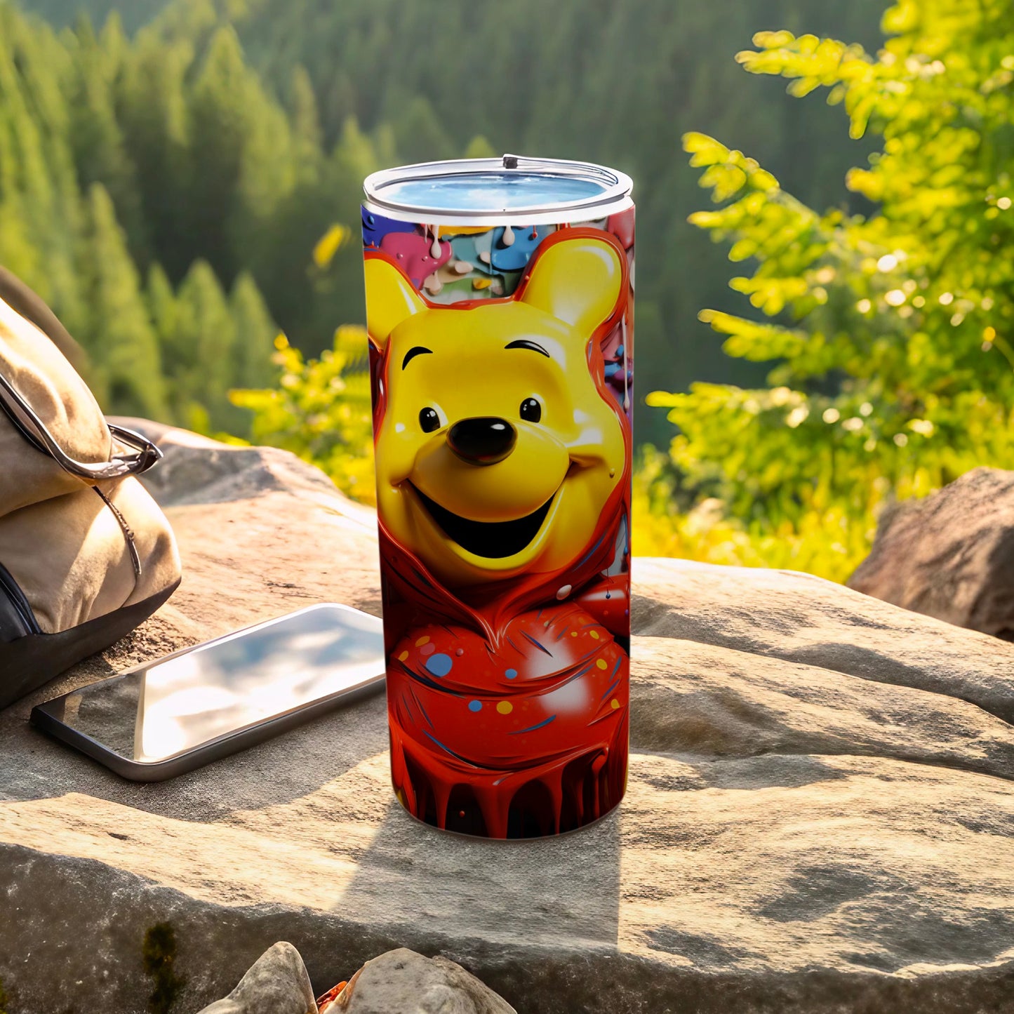 Colorful Winnie the Pooh Tumbler with Dripping Honey Design