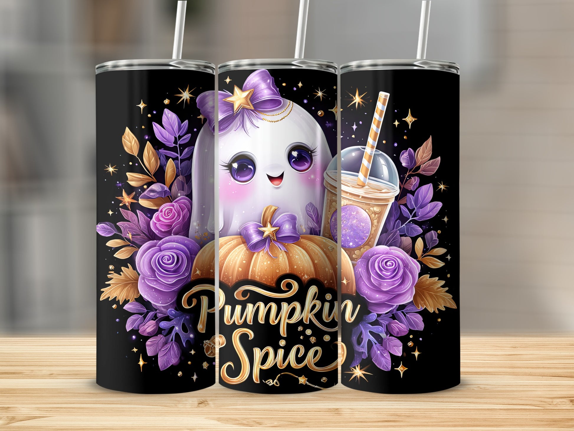 Cute Pumpkin Spice Themed Tumbler for Autumn Fun