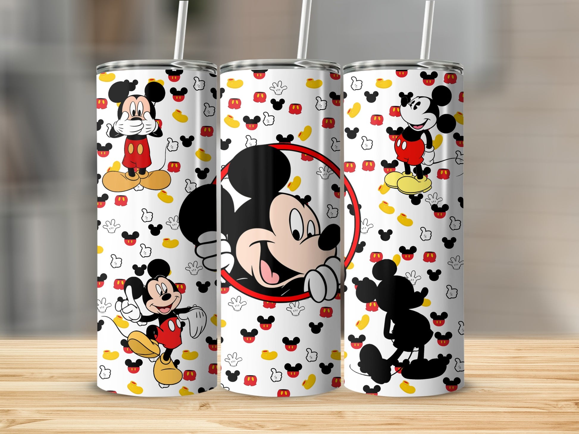 Mickey Mouse Themed Tall Tumbler With Straw