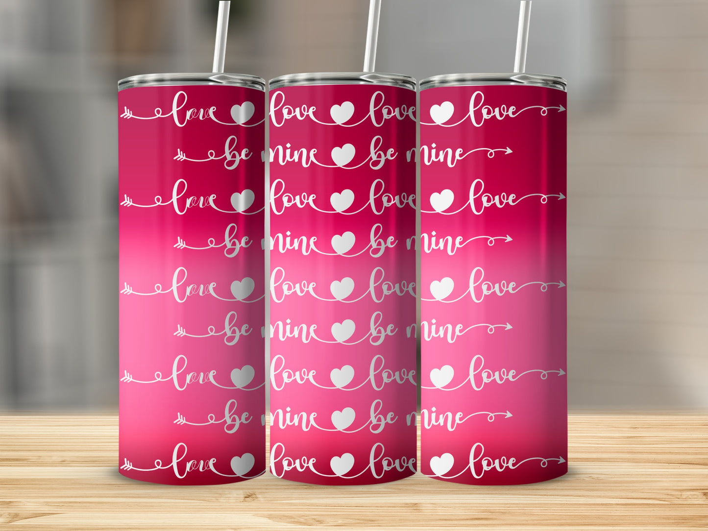 Love Be Mine Heart Arrow Print Tumbler Valentine's