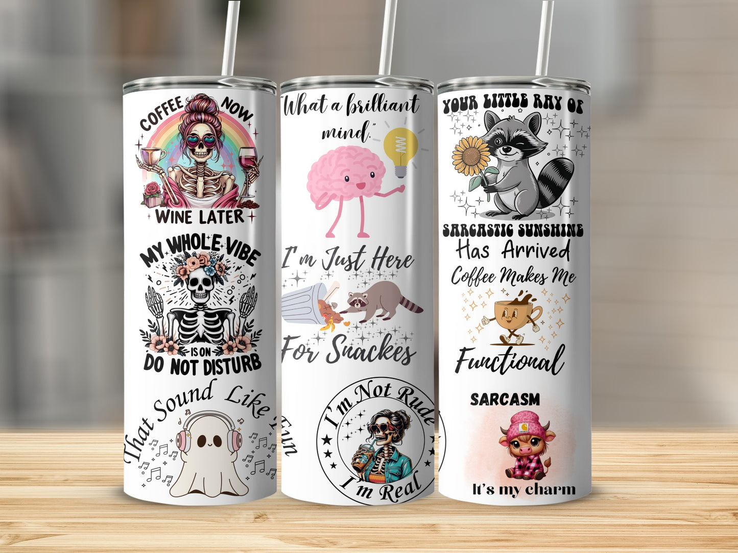Humorous and Whimsical Insulated Tumbler Set for Coffee Lovers