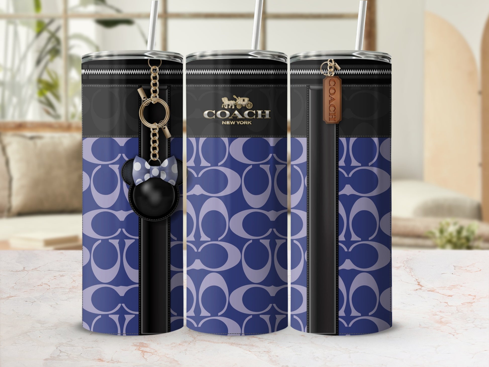 Stylish Blue Pattern Coach Design Tumbler