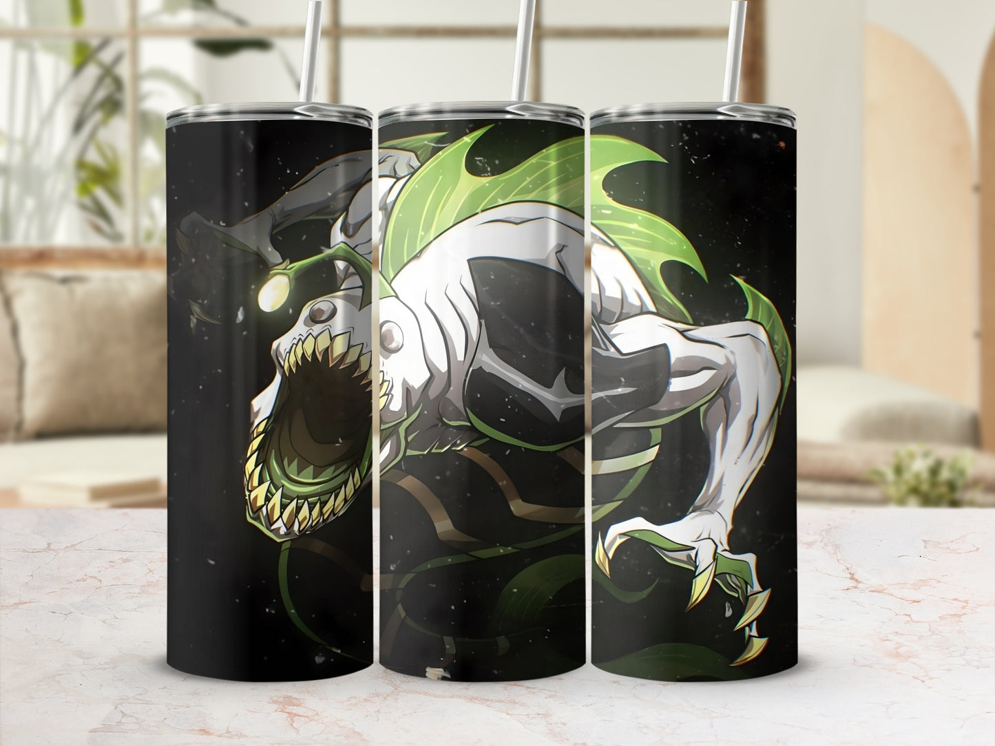 Anglerfish Art Design Tumbler With Straw Flask