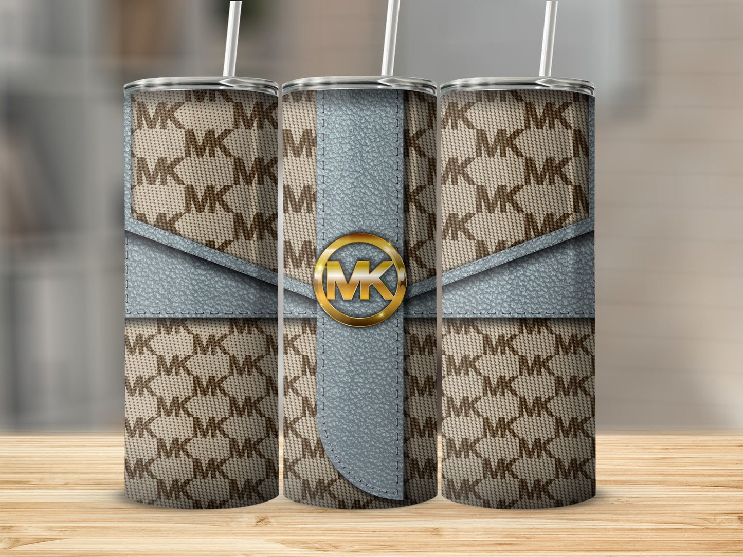 Stylish MK Patterned Insulated Tumbler with Lid