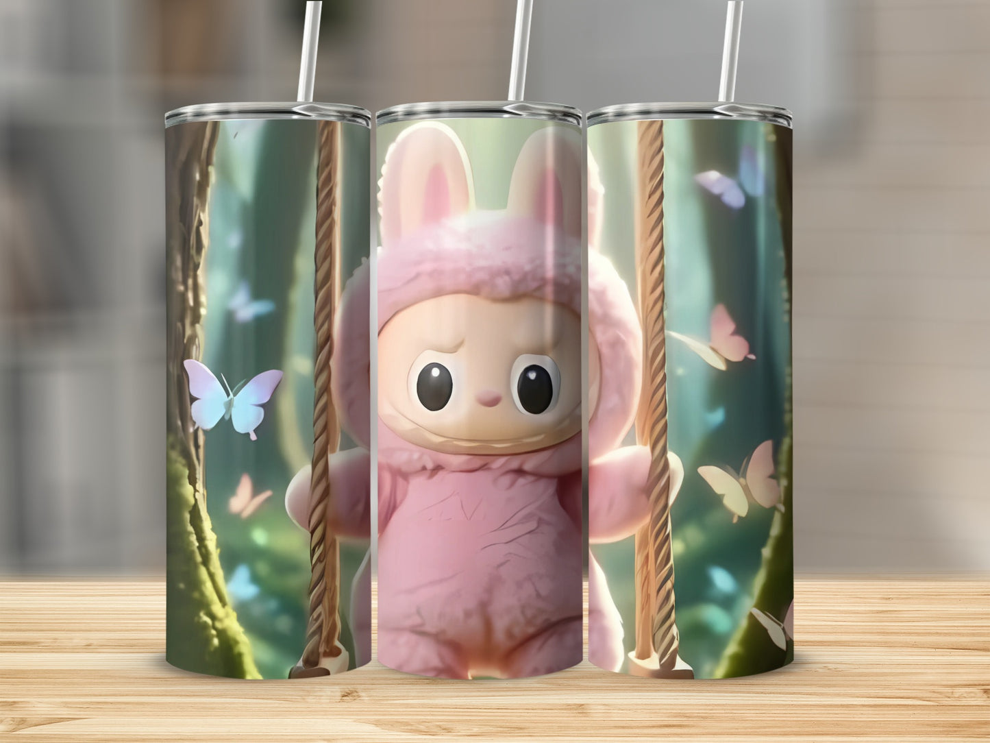 Cute Cartoon Character with Butterflies Tumbler Product
