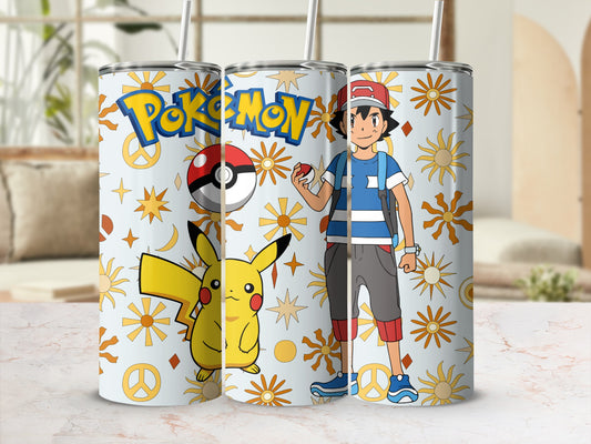 Colorful Anime Character Tumbler Cups with Straws