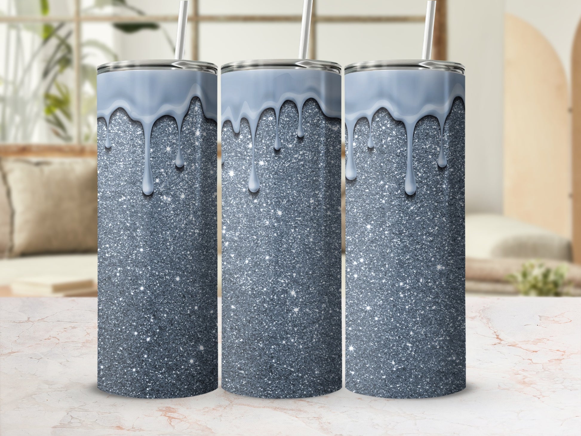 Sparkling Silver Glitter and Gray Ombre Tumbler