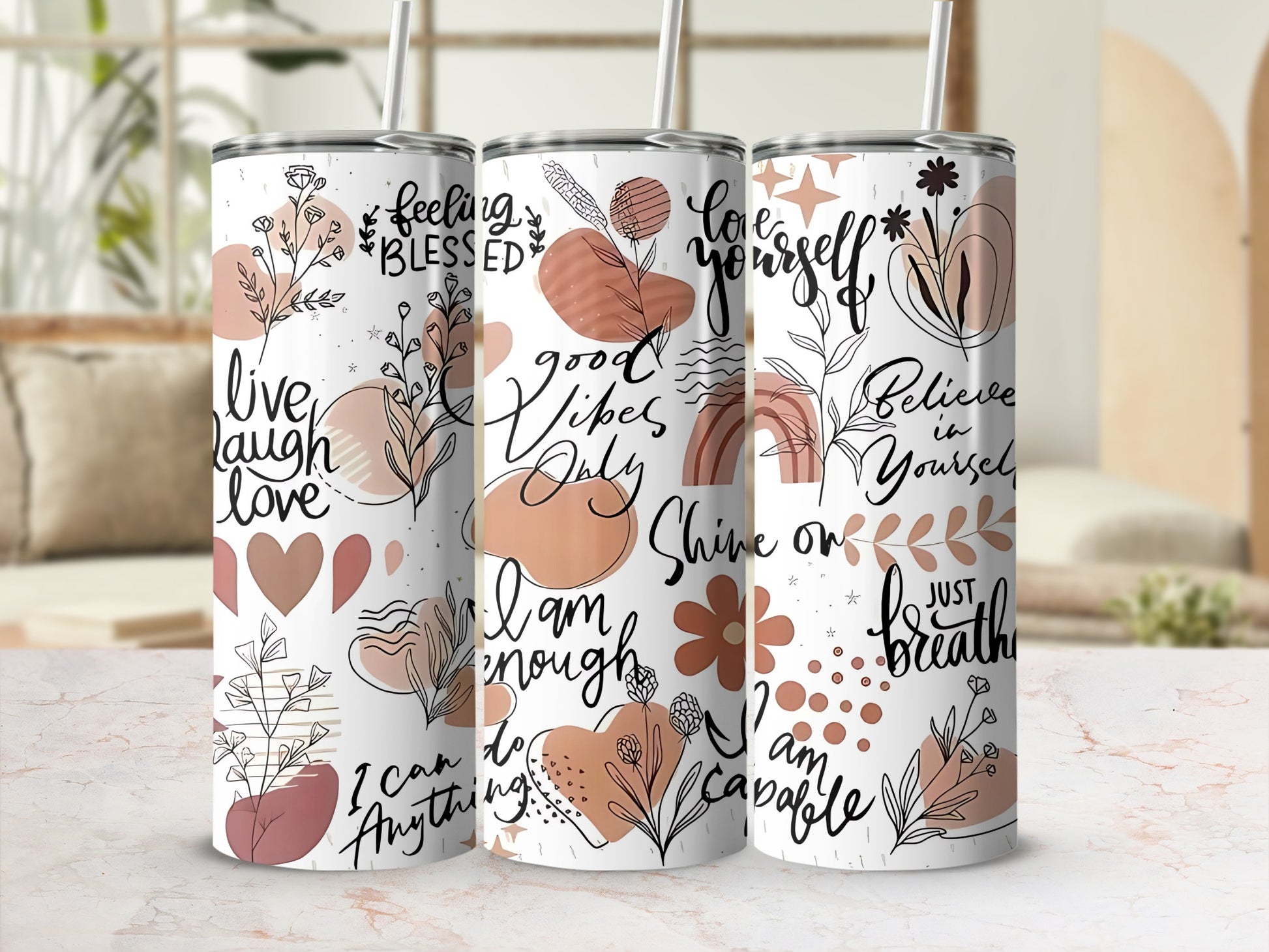 Inspirational Affirmations and Quotes Tumblers Set