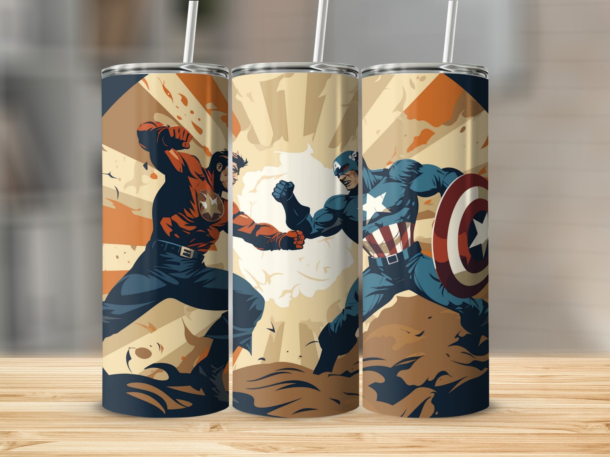 Superhero Battle Graphic Insulated Tumbler Set