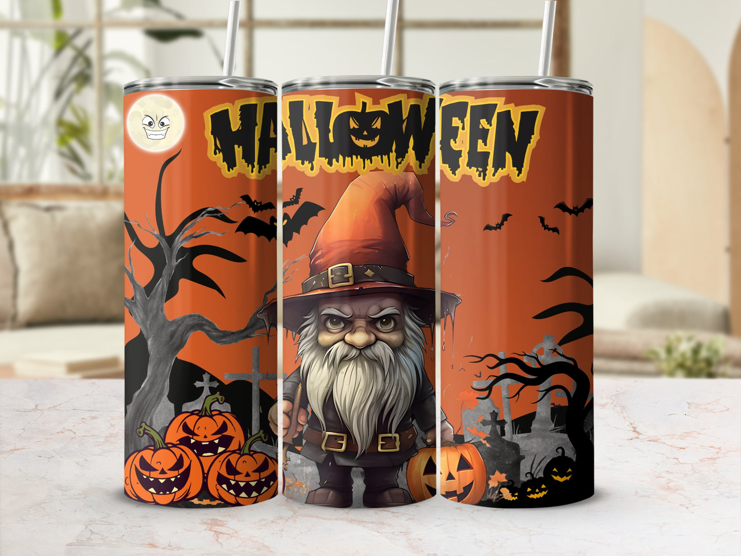 Halloween Gnome and Pumpkins Tumbler For Spooky Drinks
