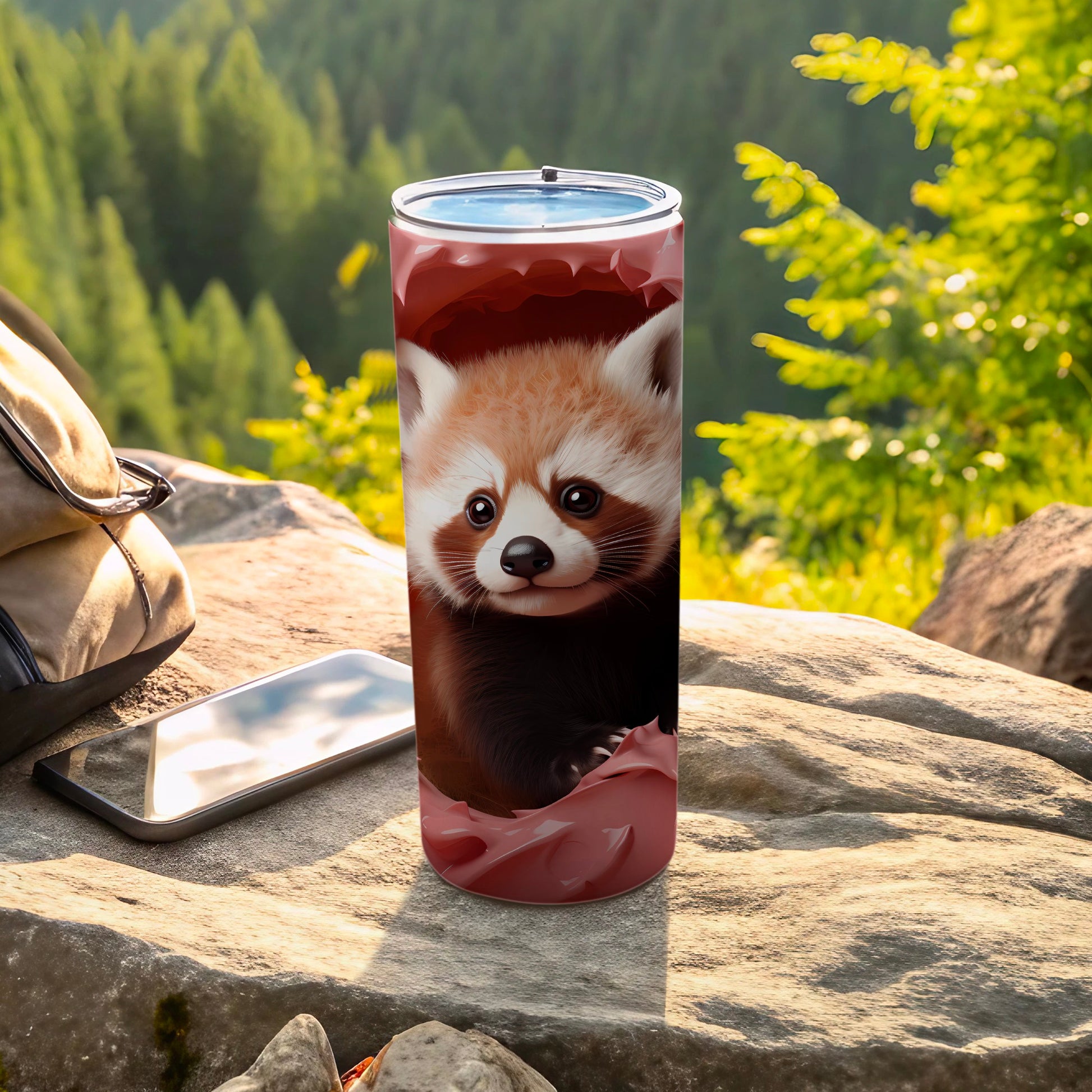 Cute Red Panda Art Travel Tumbler for Outdoor Adventures