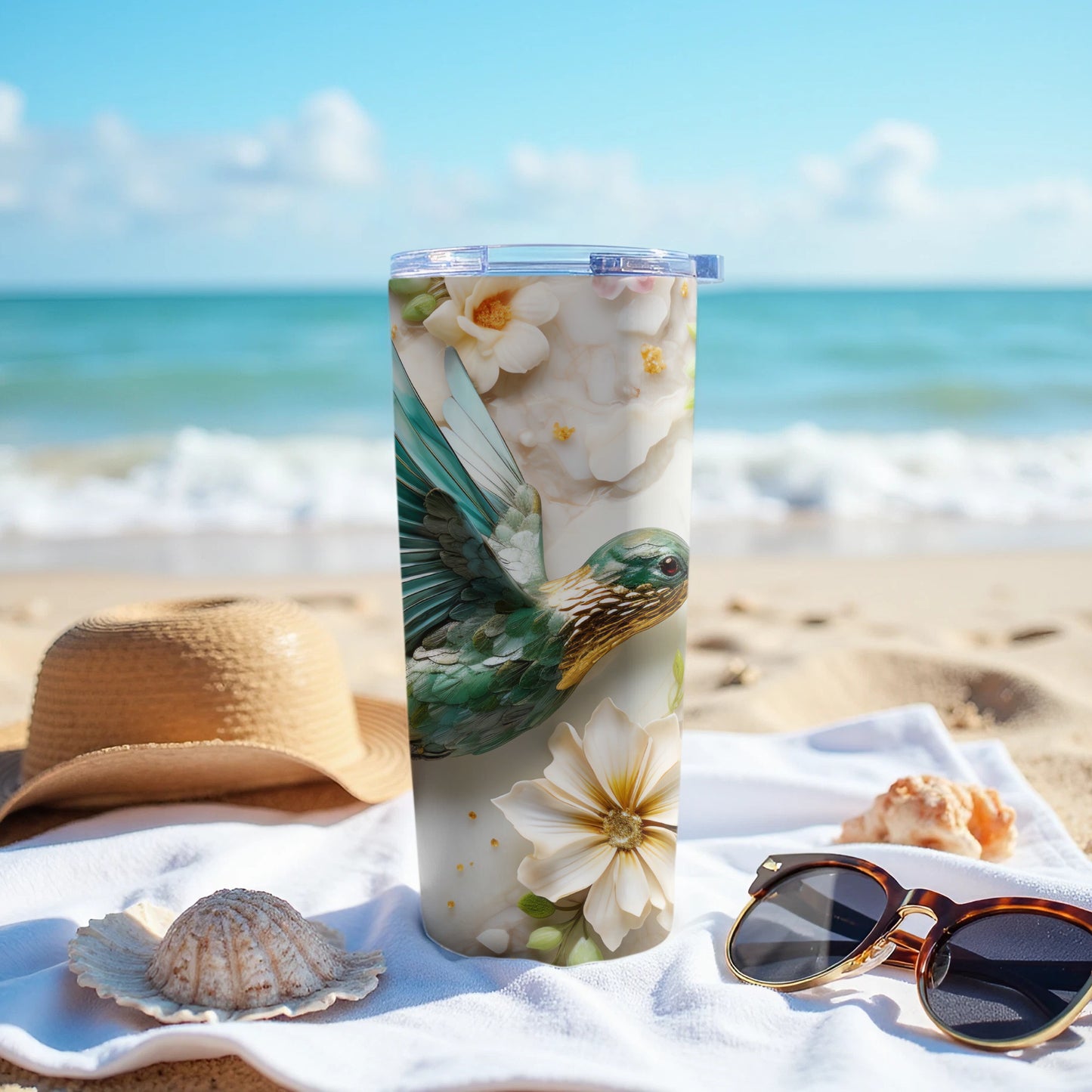 Vibrant Hummingbird White Flowers Beach Tumbler product type
Hummingbird
Flowers
Floral Print
Bird Design
White Flowers
Green Bird
Wildlife Art
Nature Inspired
Tropical Design
Exotic Bird
Tumbler
Travel Mug
Beach Tumbler
Ocean Theme
Summer Drinkware
Beach Day
Vacation Accessory
Drinkware
Reusable Cup
Gift Idea