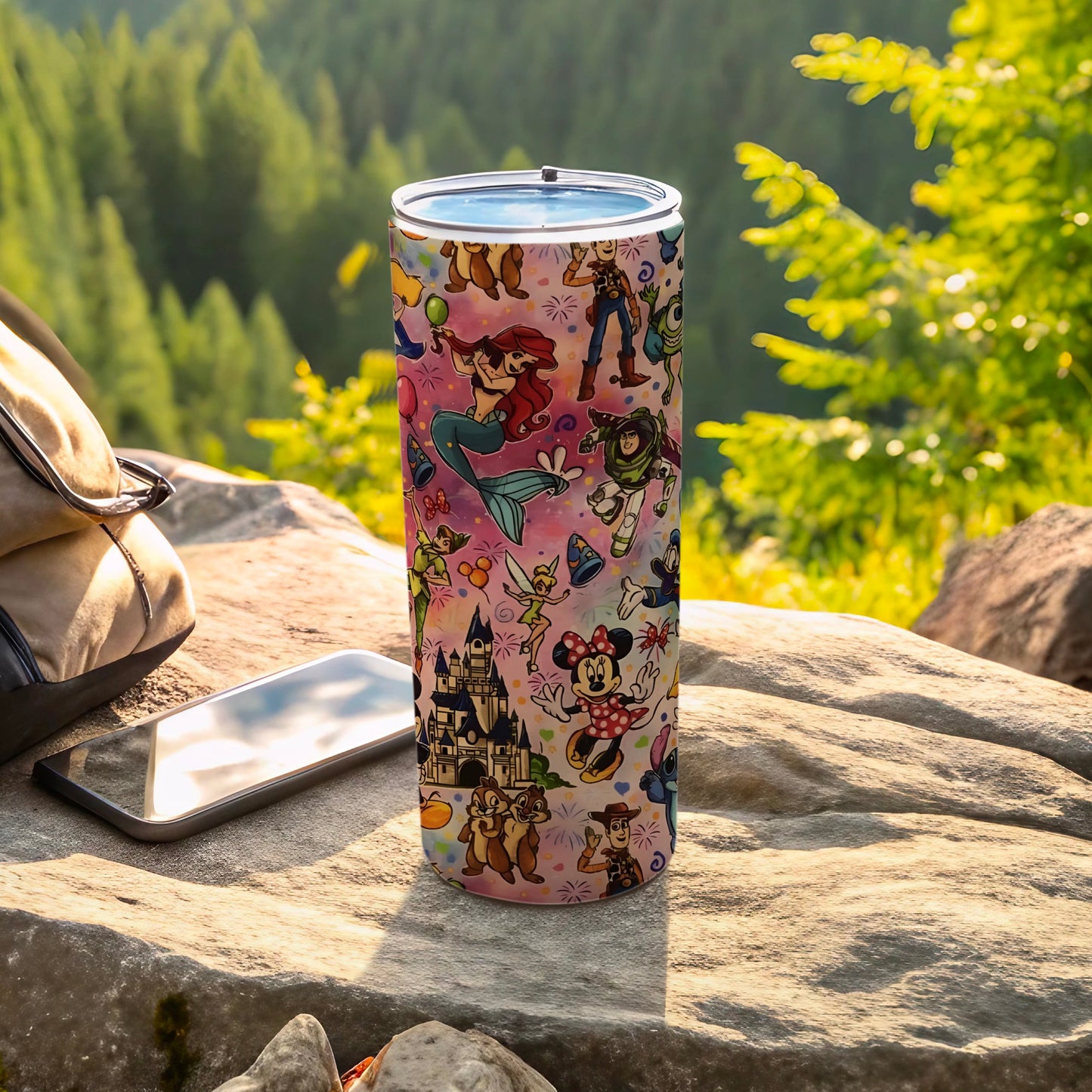 Enchanted Characters Themed Travel Tumbler with Lid