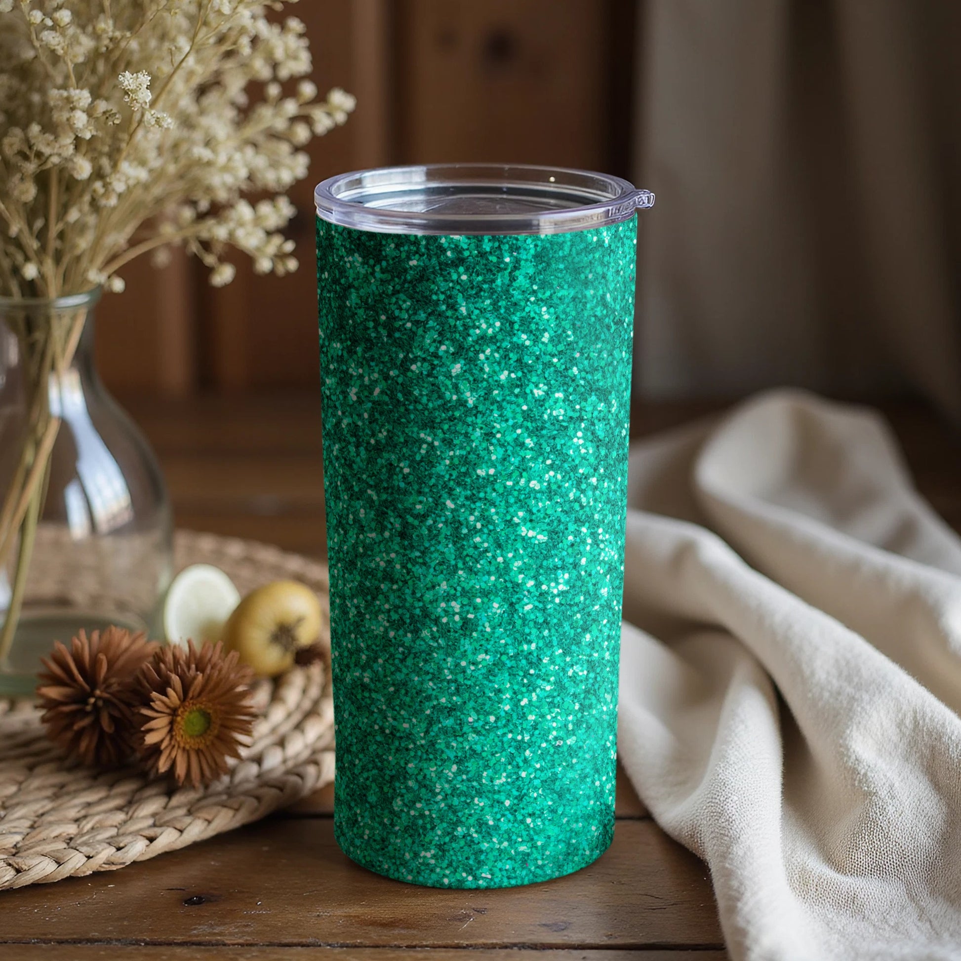 Sparkling Green Glitter Tumbler for Everyday Use