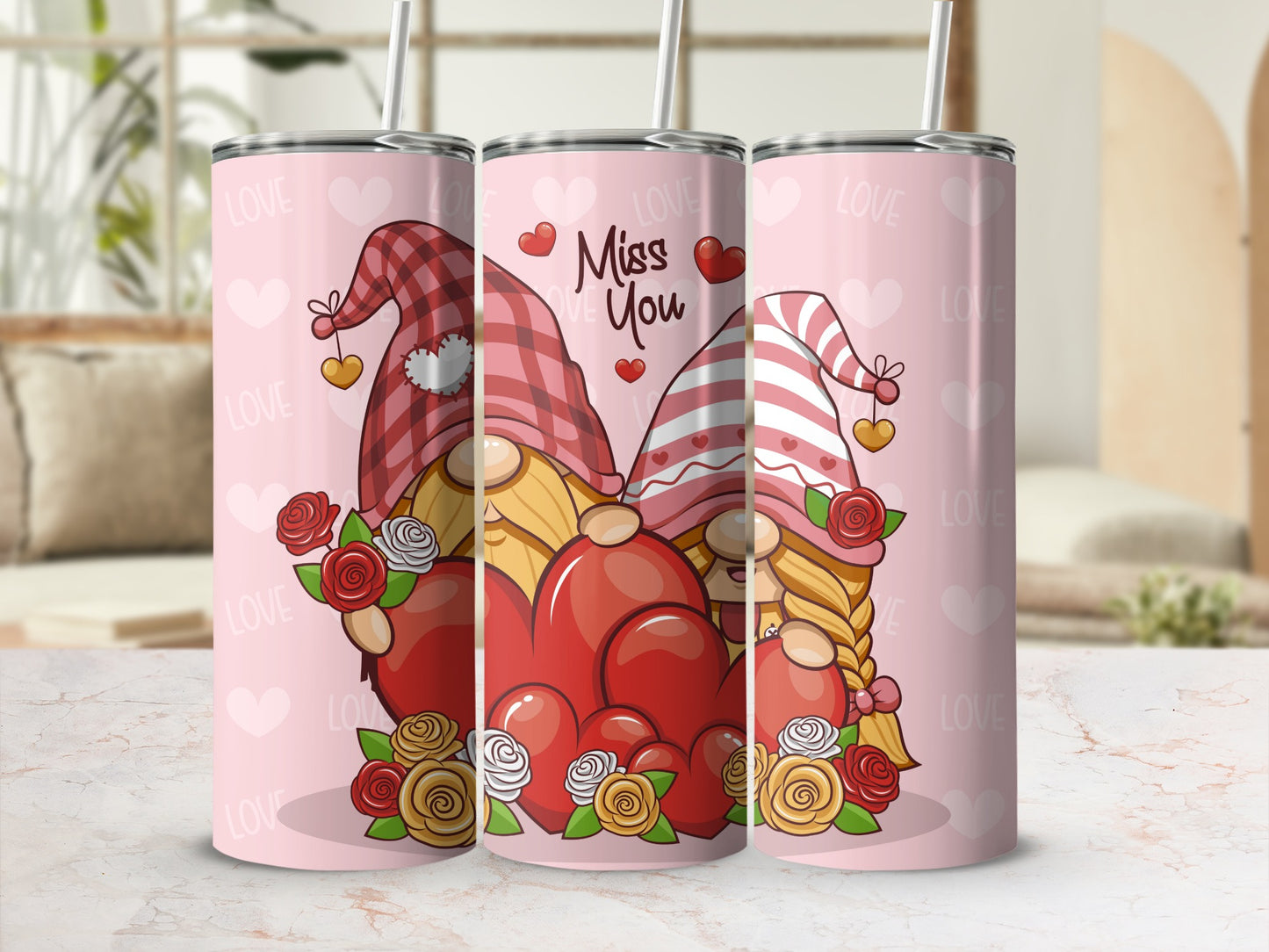 Cute Gnome Miss You Tumbler Valentine's Day Gift