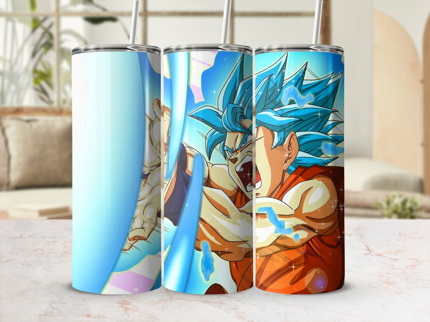 Animated Hero Tumbler with Blue Energy Blast Design