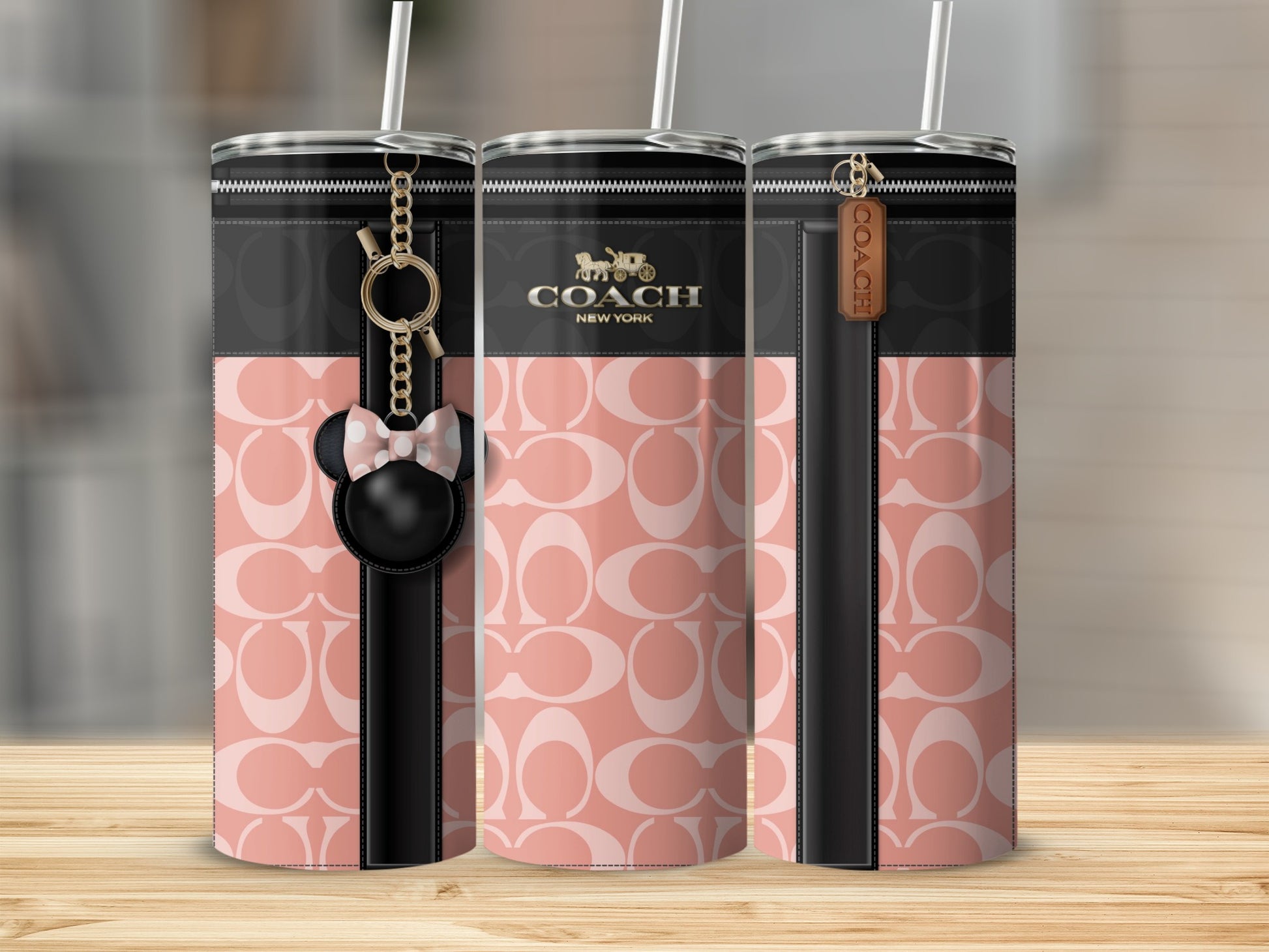 Stylish Pink Logo Print Insulated Tumbler Flask