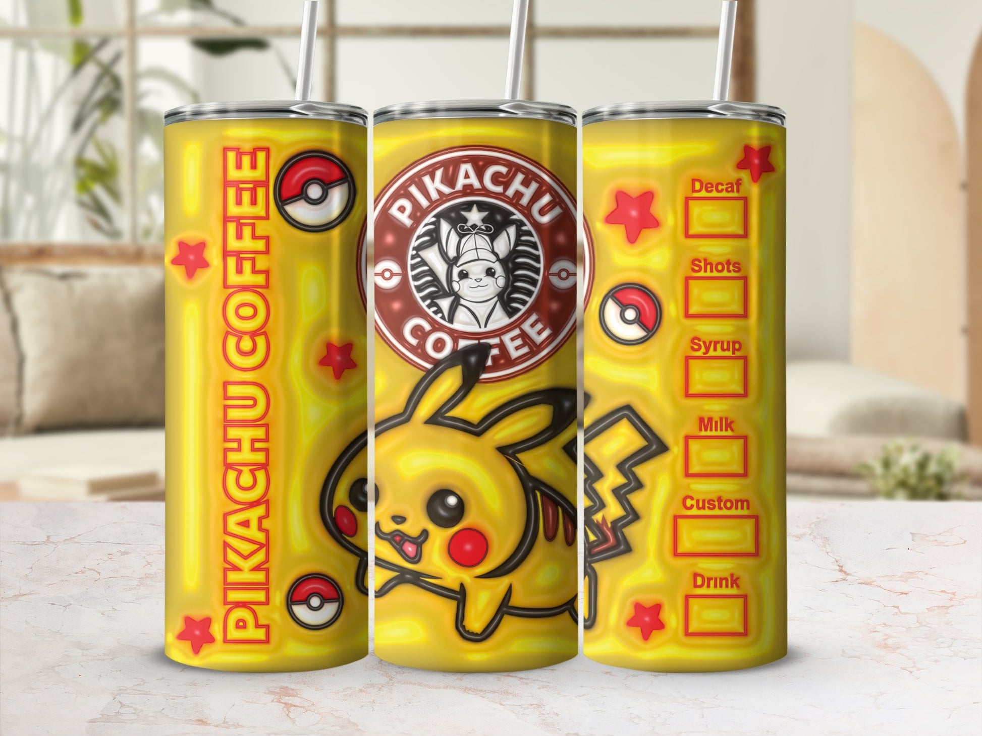 Pikachu Coffee Themed Stainless Steel Tumbler Cup