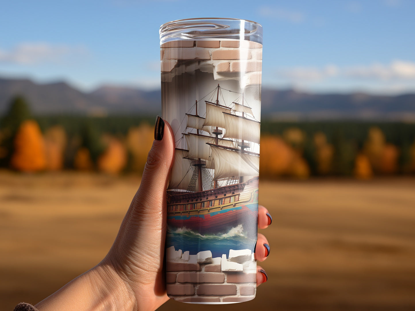 Nautical Ship Design Tumbler for Adventure Enthusiasts