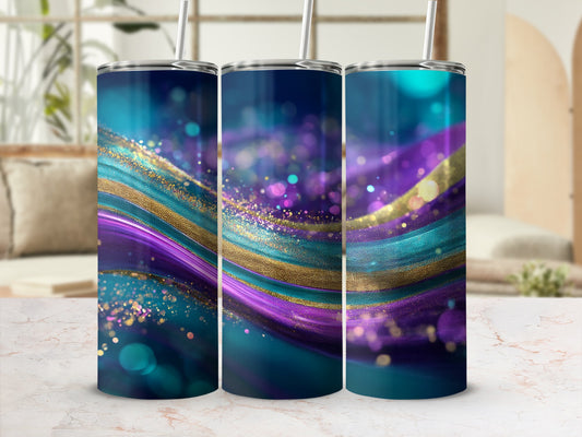 Shimmering Cosmic Waves Vibrant Glitter Art product type