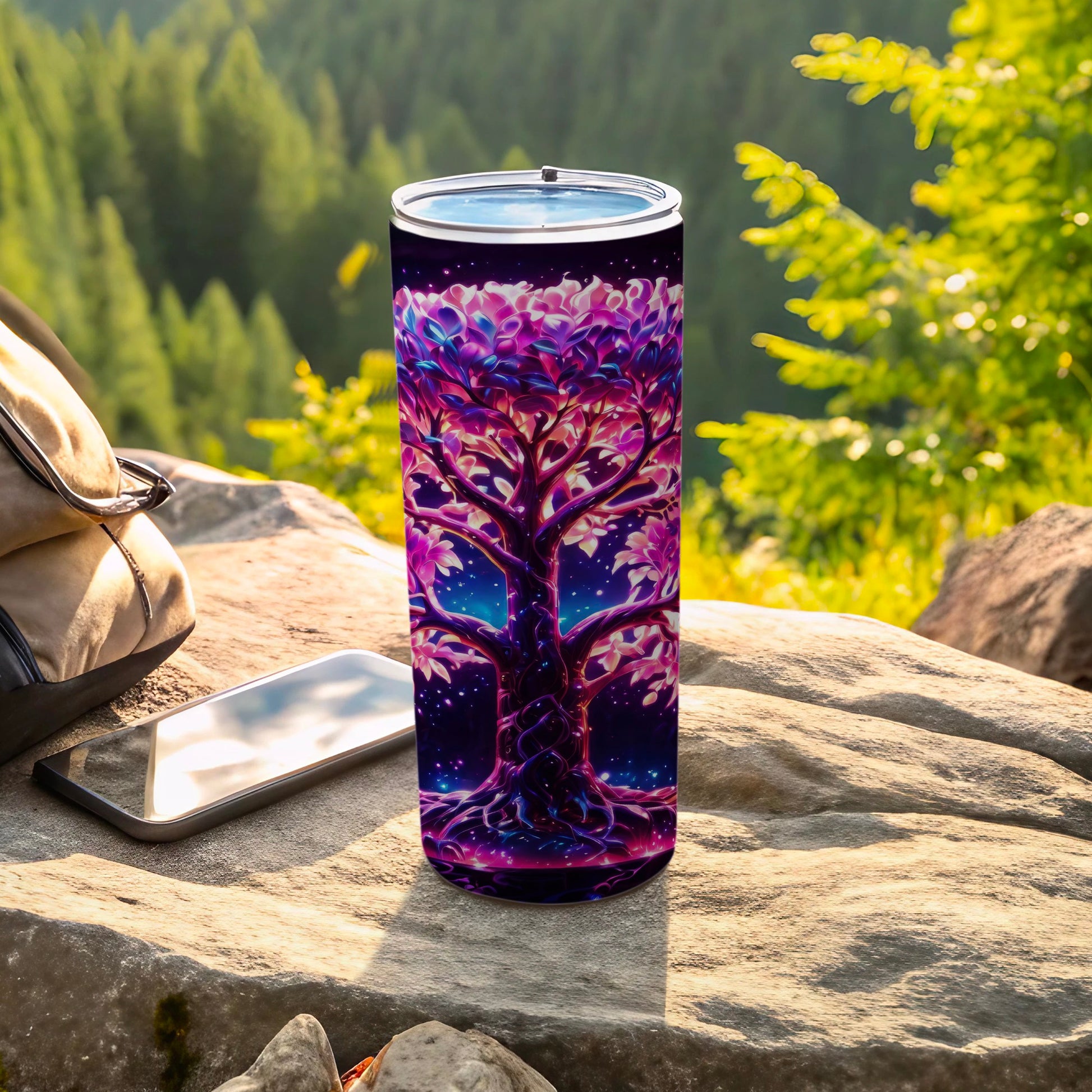 Vibrant Cosmic Tree Roots Design Tumbler product type