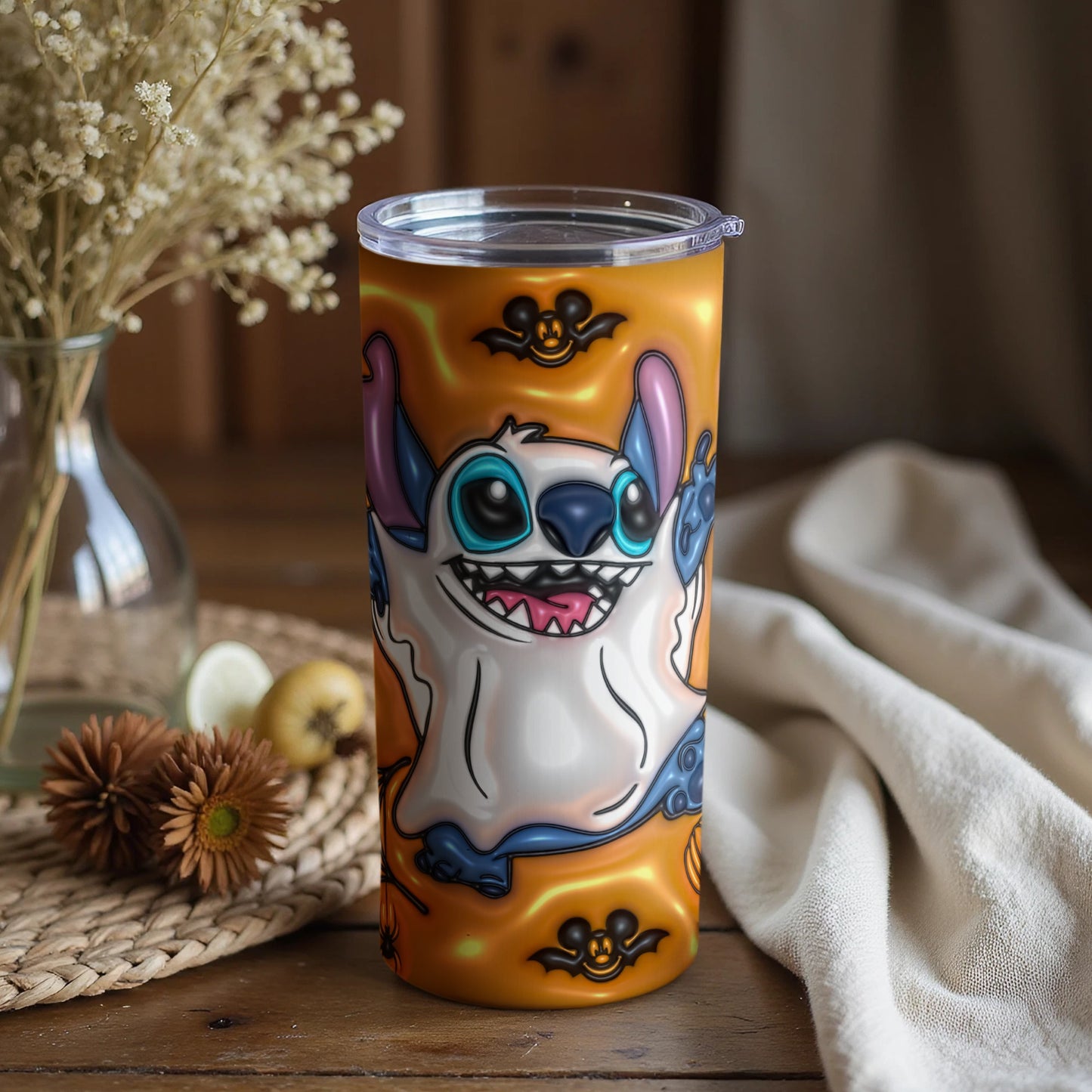 Halloween-Themed Tumbler with Cartoon Character Design