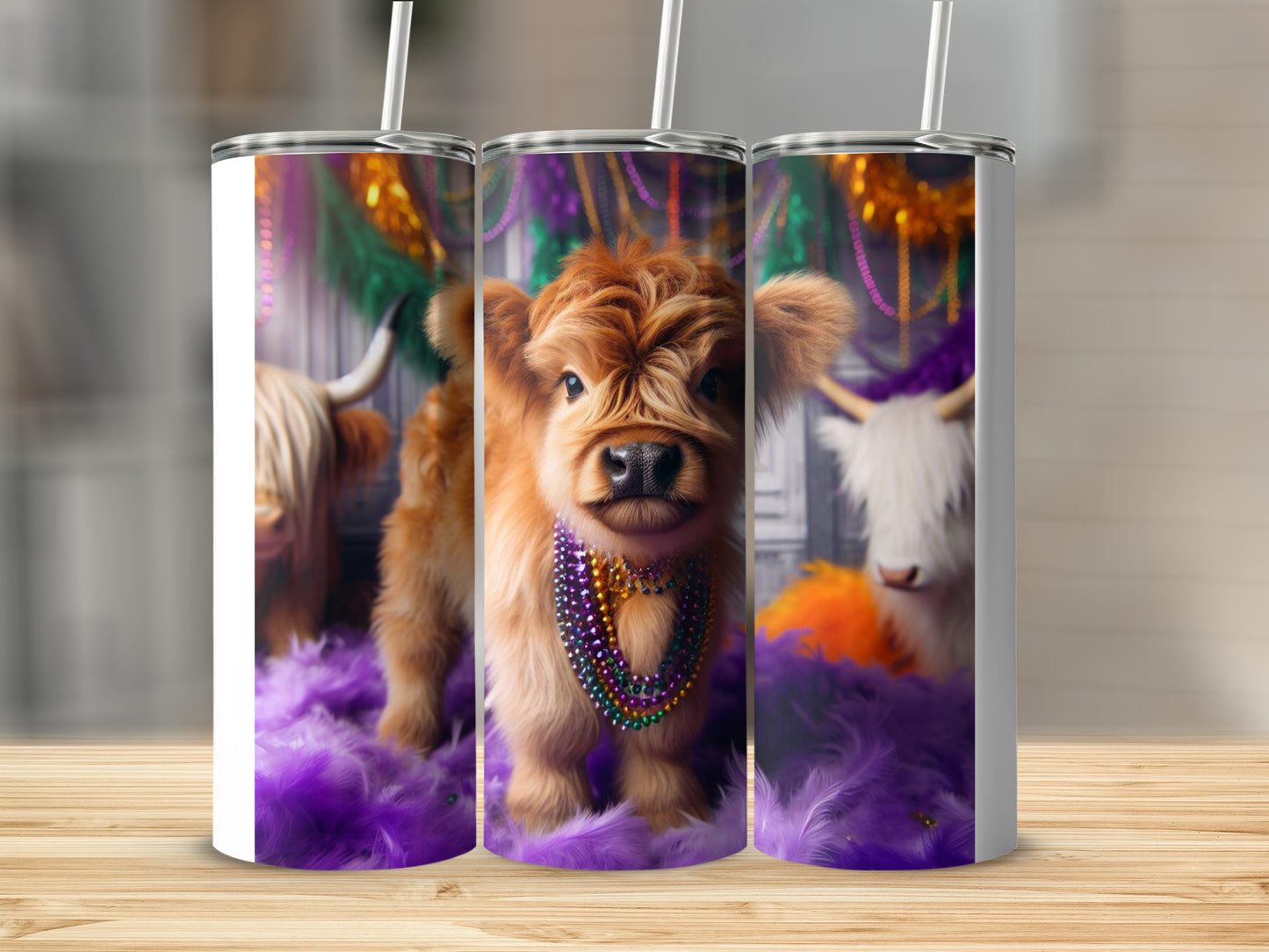 Cute Highland Cows Mardi Gras Tumbler product