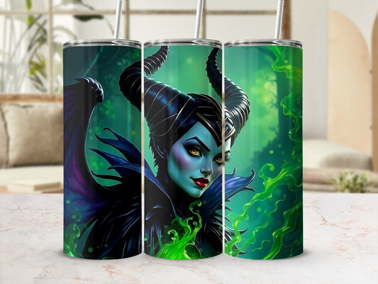 Maleficent Inspired Green Smokey Background Tumbler