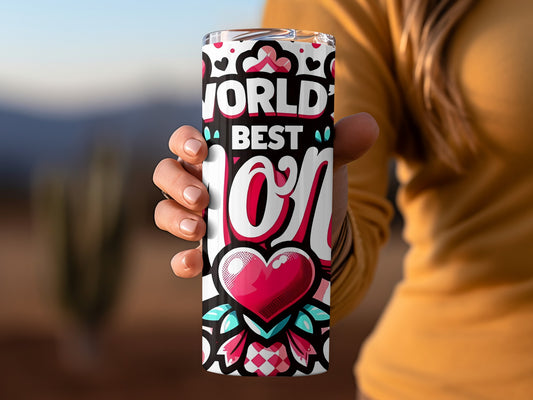 World's Best Mom Heart Design Stylish Cup Tumbler