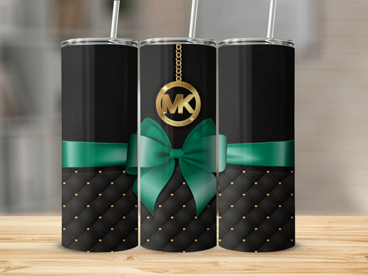 Luxurious Green Bow Quilted Design Travel Tumbler