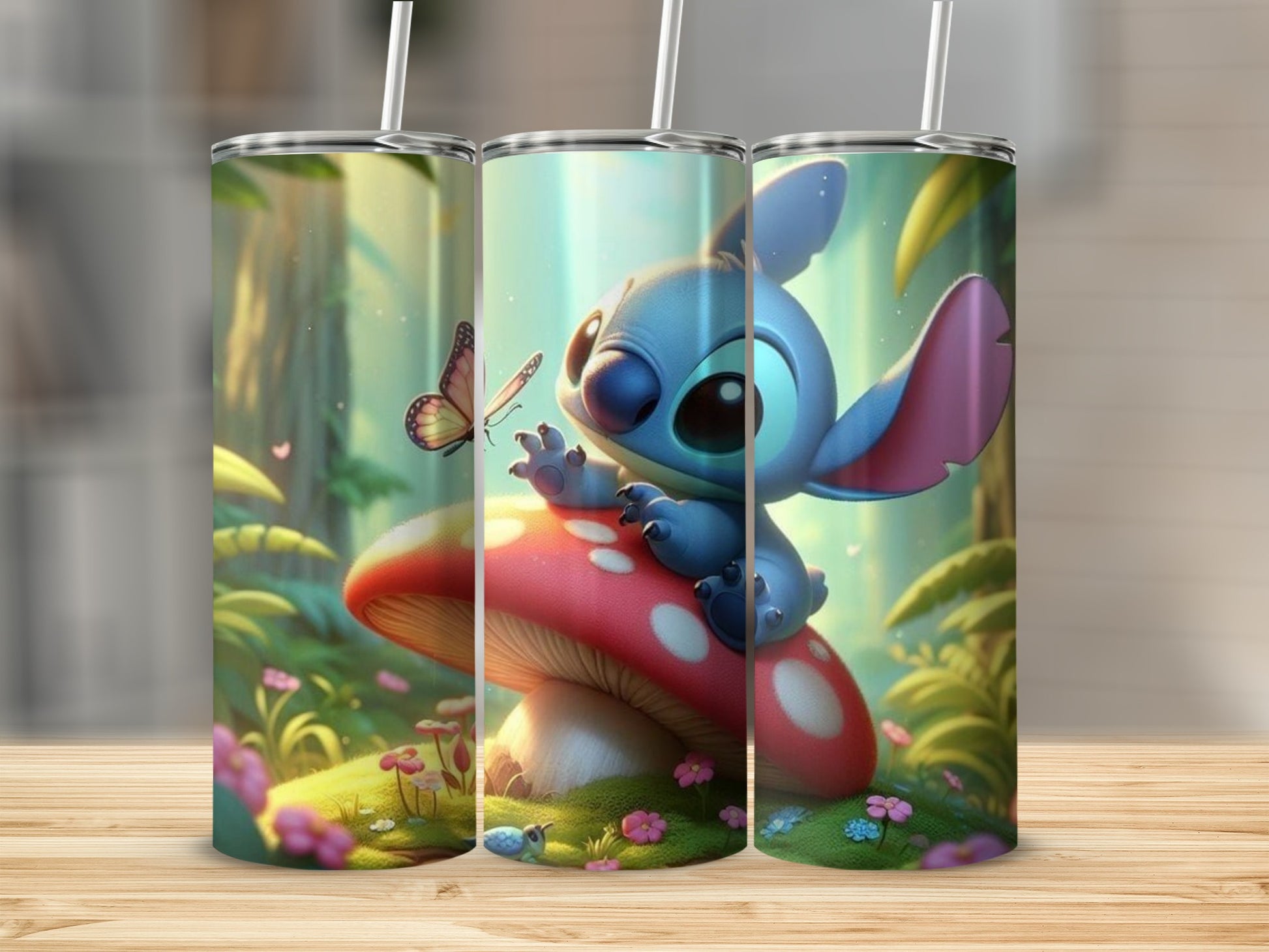 Cute Cartoon Character on Mushroom Tumbler Cup