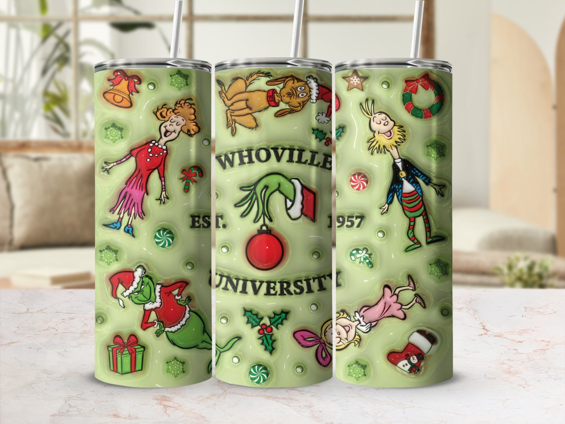 Whoville University Christmas Themed Tumbler 1957