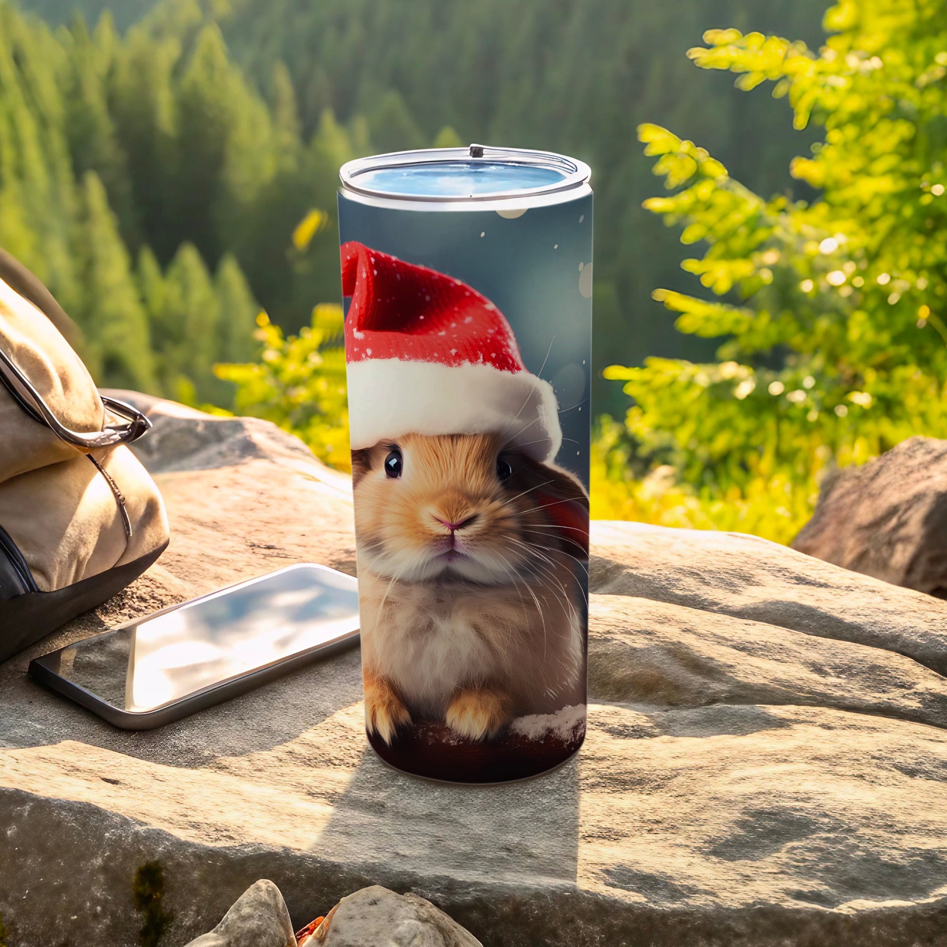 Cute Christmas Bunny with Santa Hat Tumbler