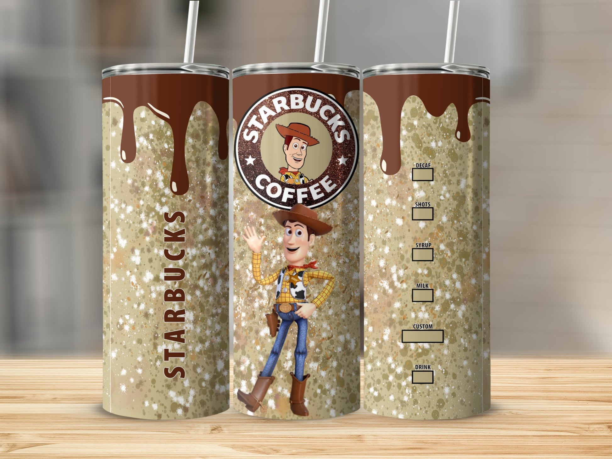 Starbucks Coffee Woody Design Customizable Tumbler