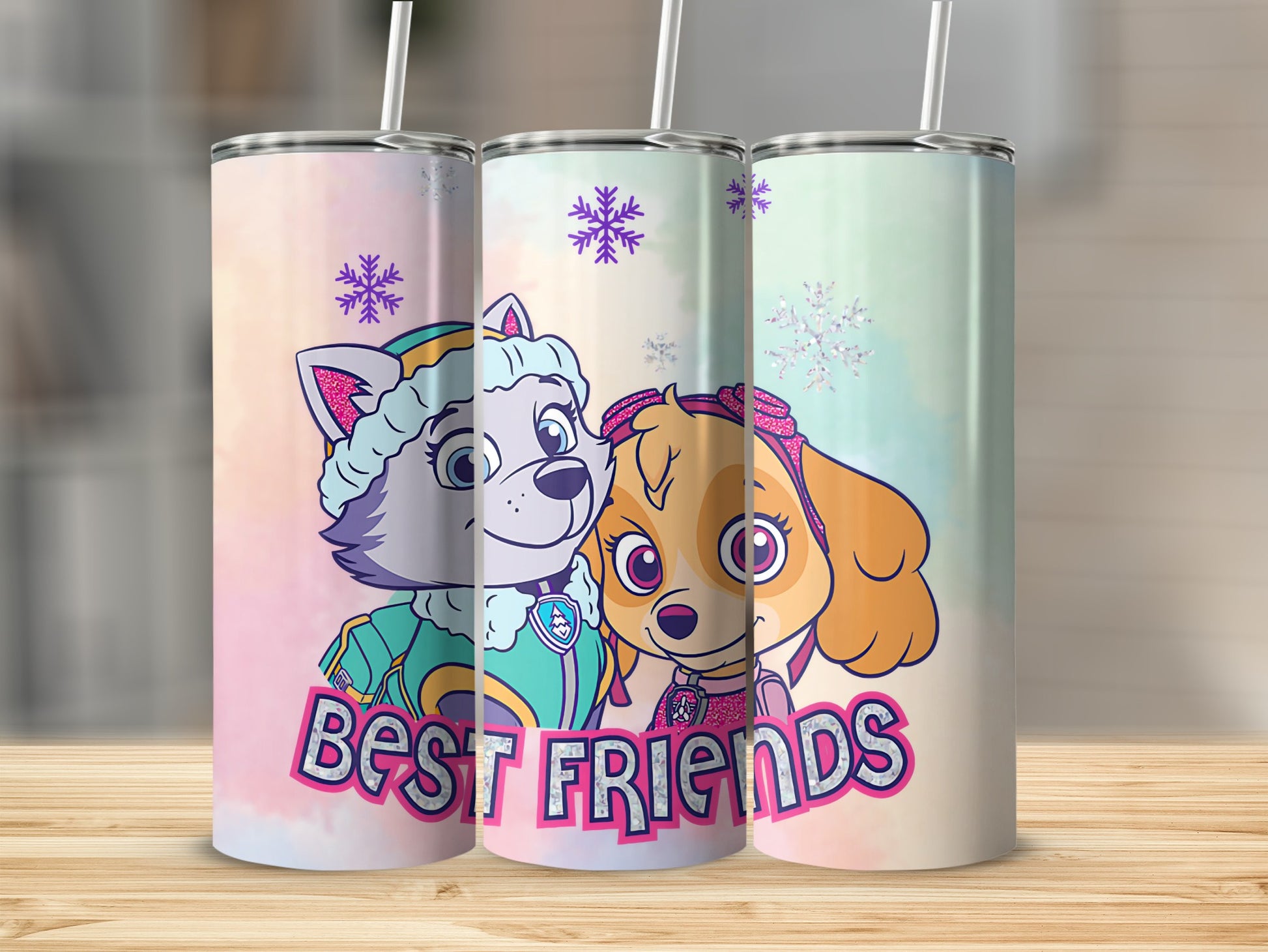 Adorable Best Friends Tumbler with Cute Cartoon Characters