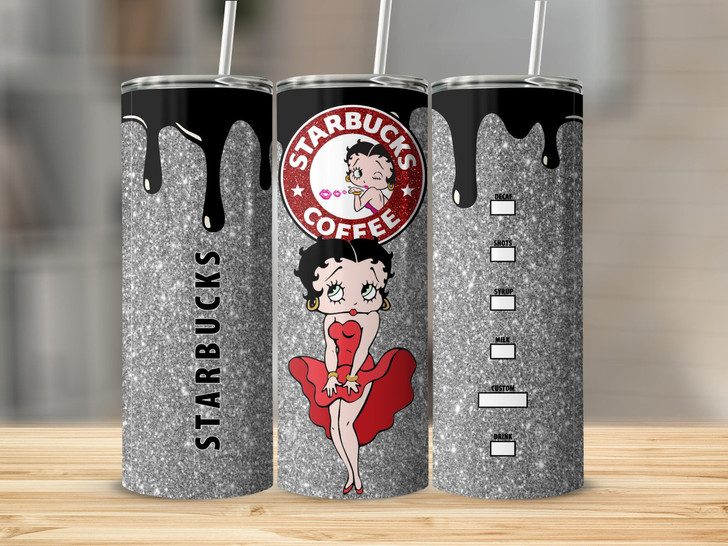 Starbucks Betty Boop Glitter Tumbler Customizable Drinkware