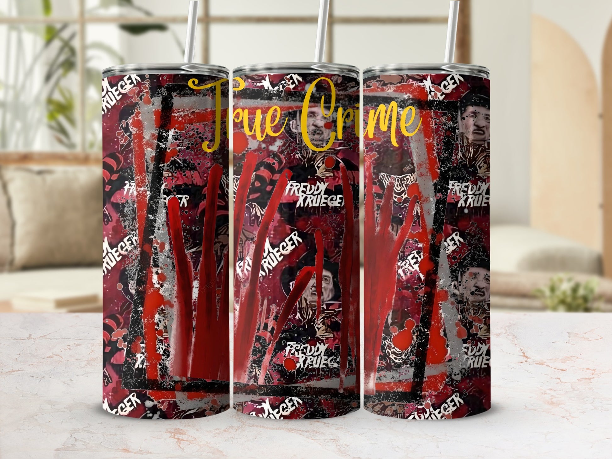 Freddy Krueger Horror Fan True Crime Tumbler
